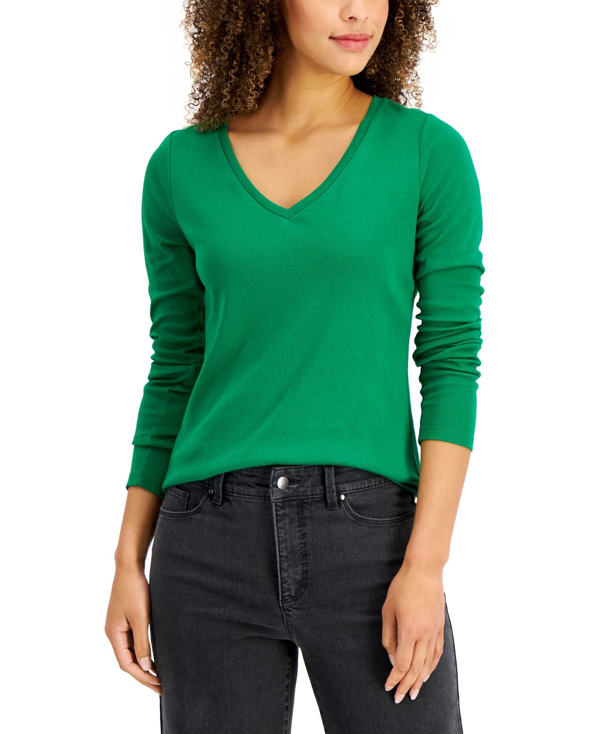Charter Club Petite V Neck Premium Top