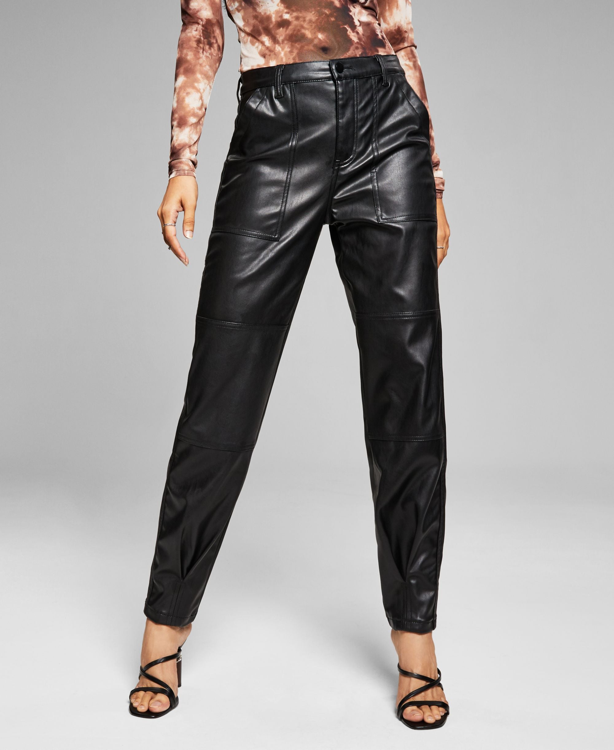 Women's Tapered Faux-Leather Utility Signature Pants