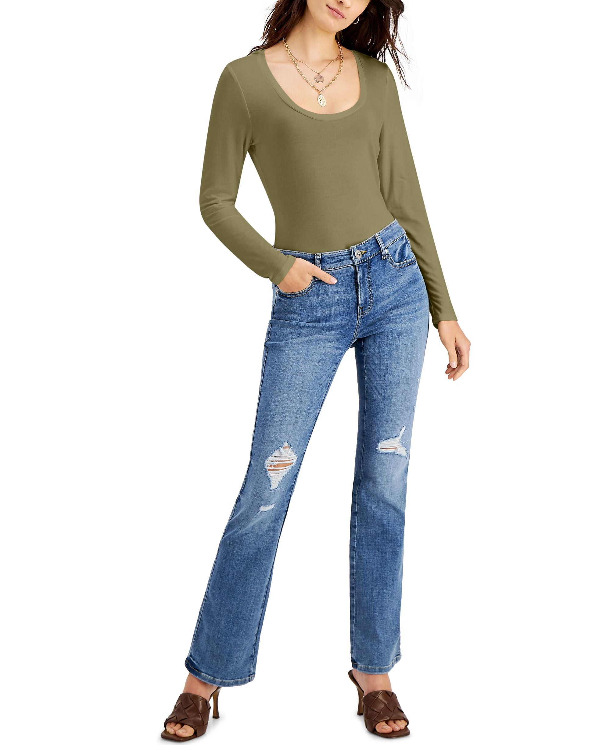INC International Concepts Petite Scoop Neck Premium Top