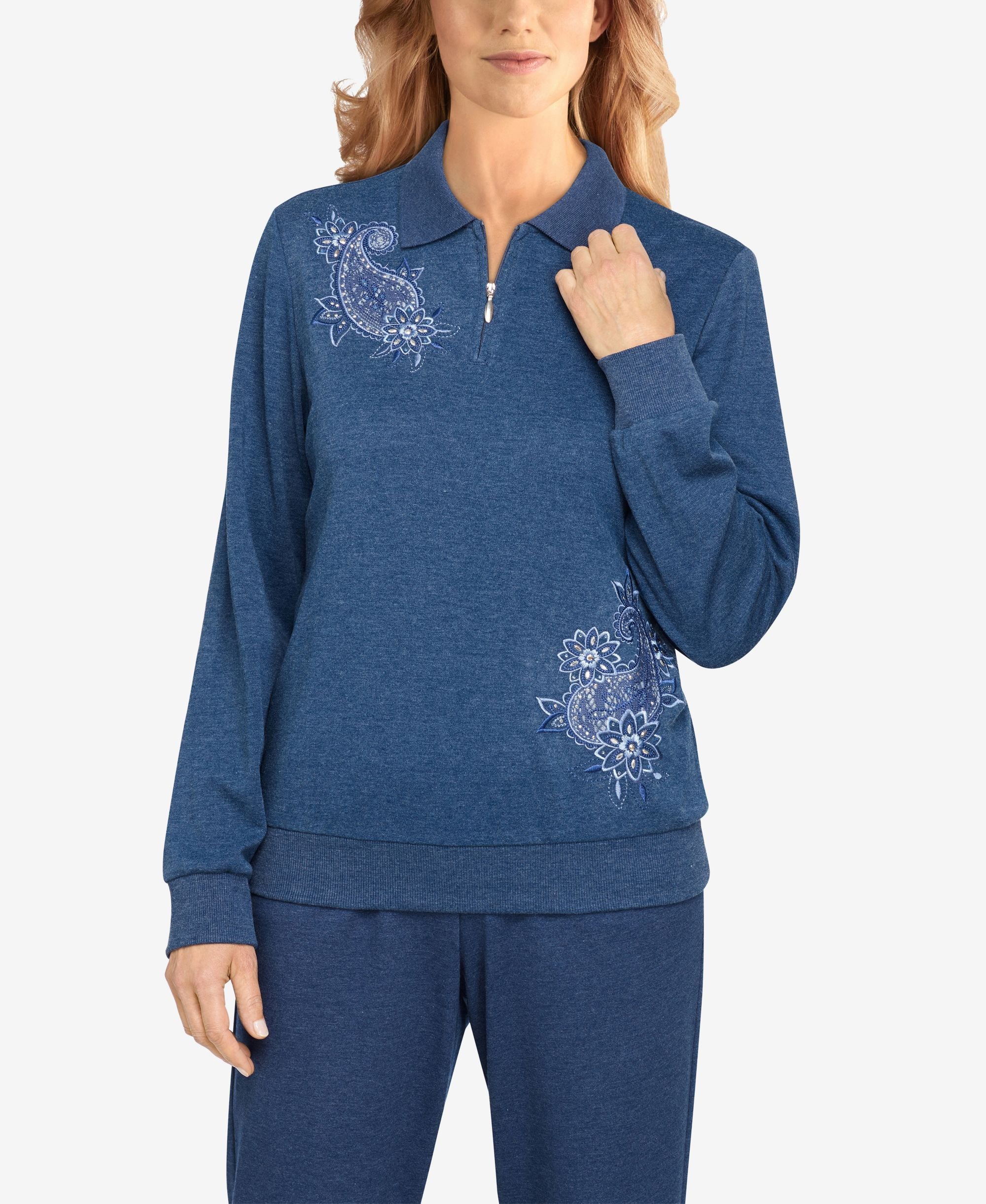 Womens Missy Relax Enjoy Asymmetric Floral Paisley Pullover Premium Top
