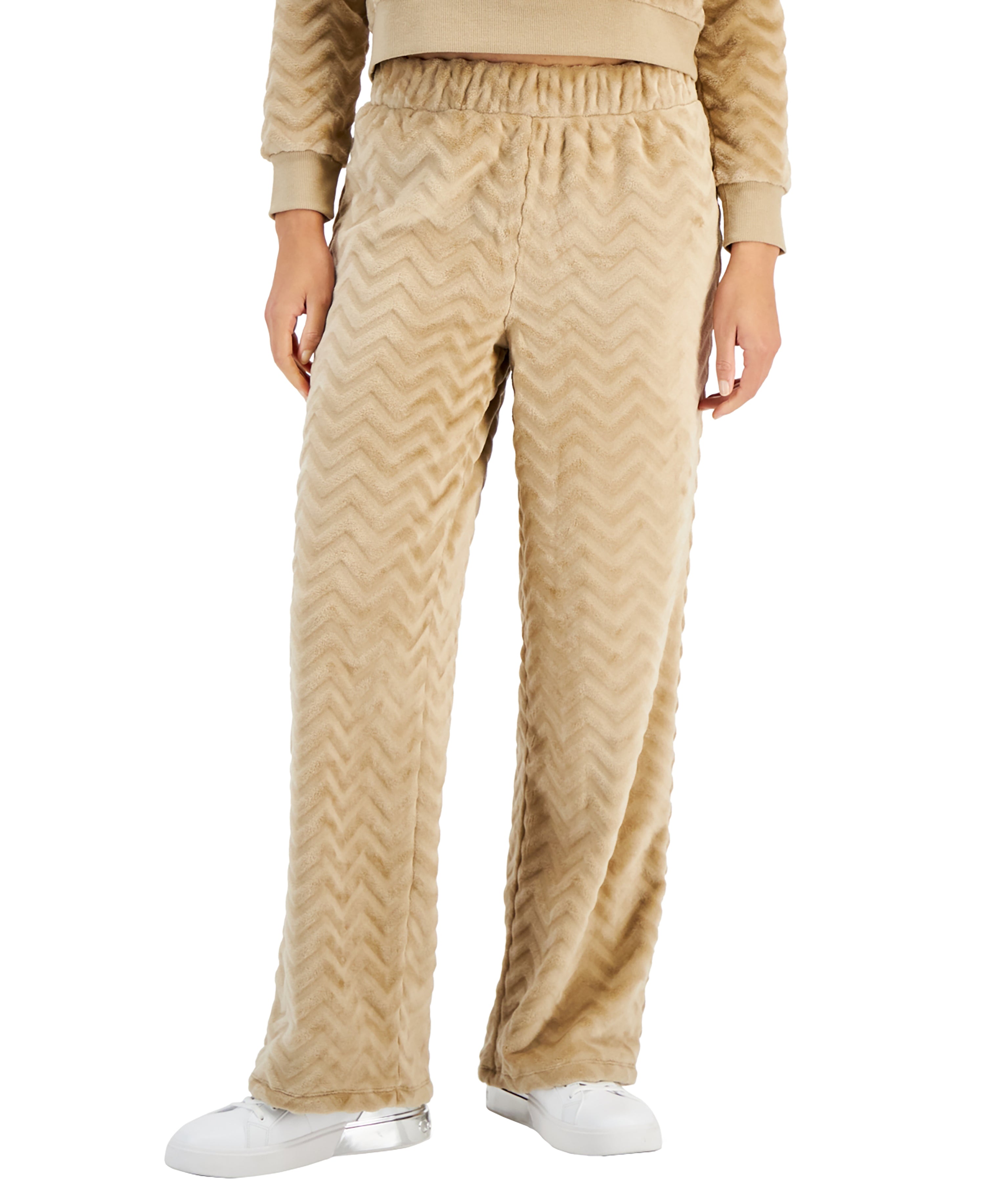 Juniors' Cozy Faux-Fur Wide-Leg Signature Pants