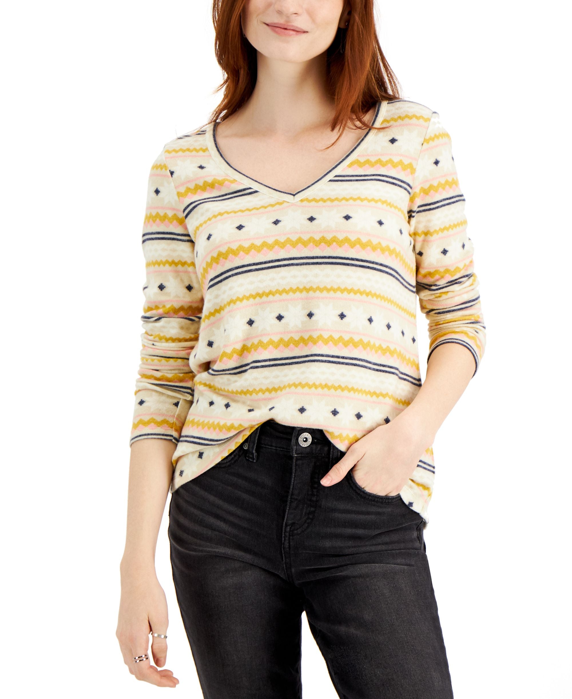 Style & Co Fair Isle Knit Premium Top