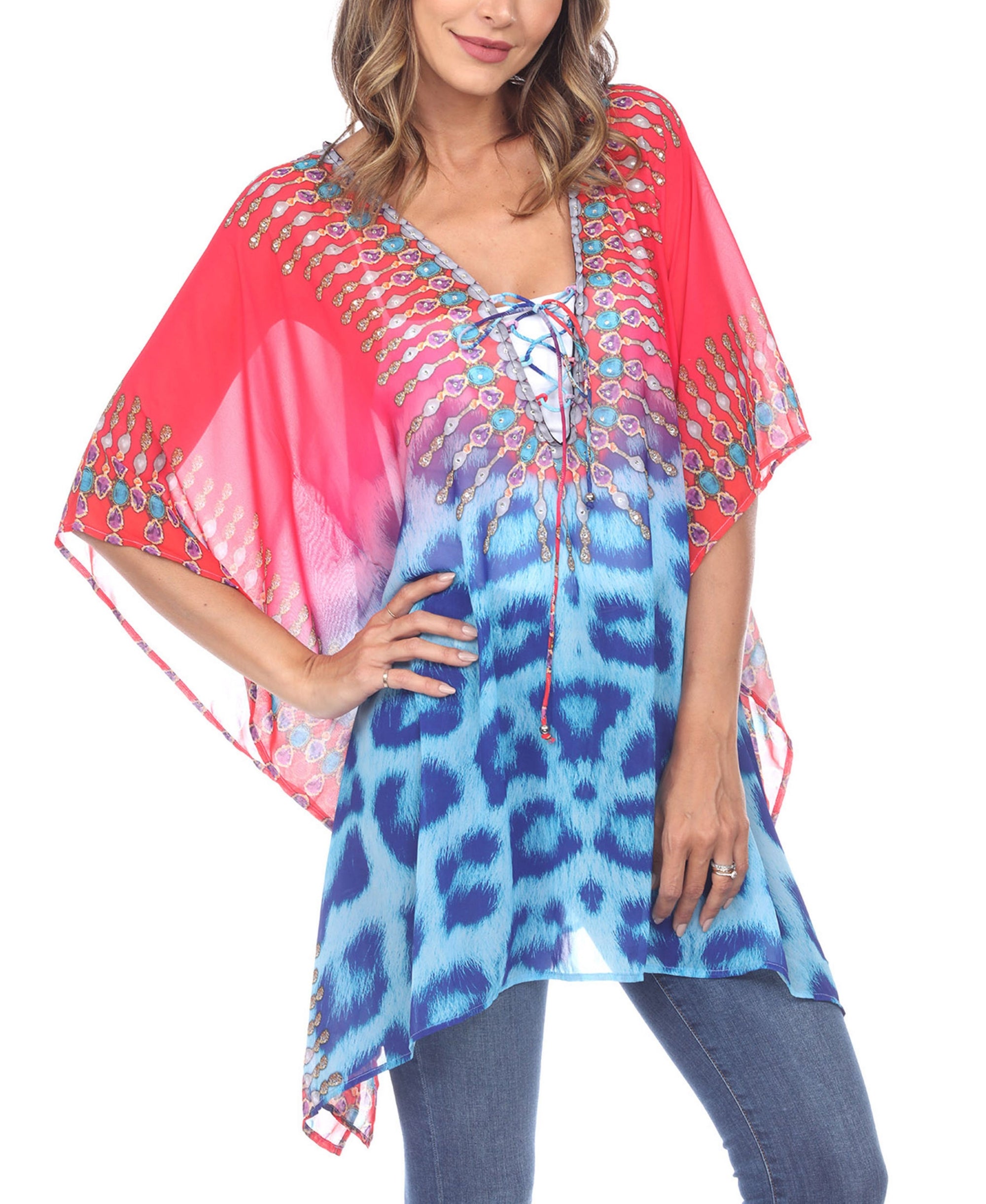 Women's Multi Print Caftan Premium Top