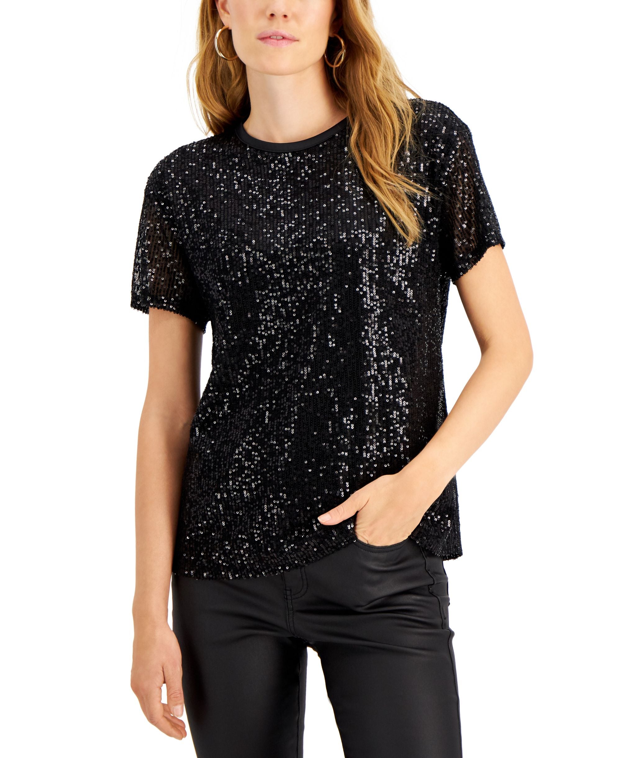 INC International Concepts Womens Sequin T-Modern Shirt