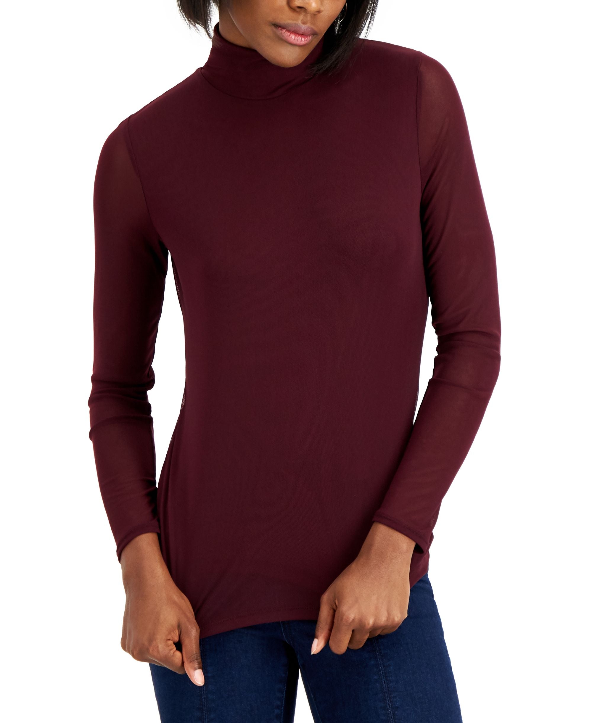 INC International Concepts Plus Size Mesh Turtleneck Premium Top
