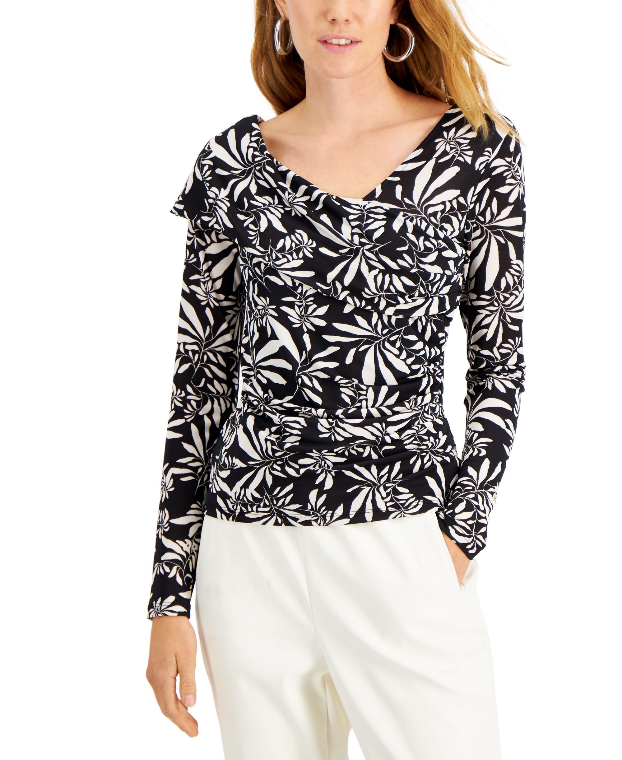 INC International Concepts Faux Surplice Top