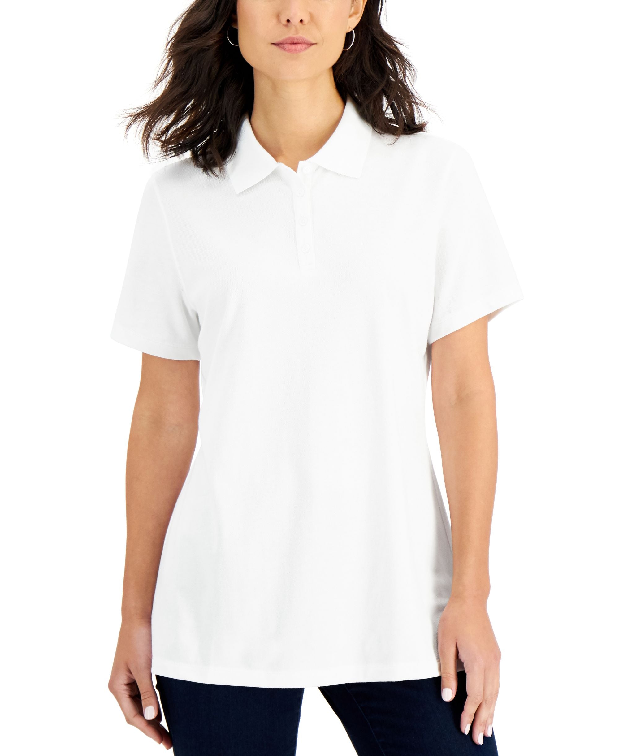 Karen Scott Short-Sleeve Pique Knit Polo
