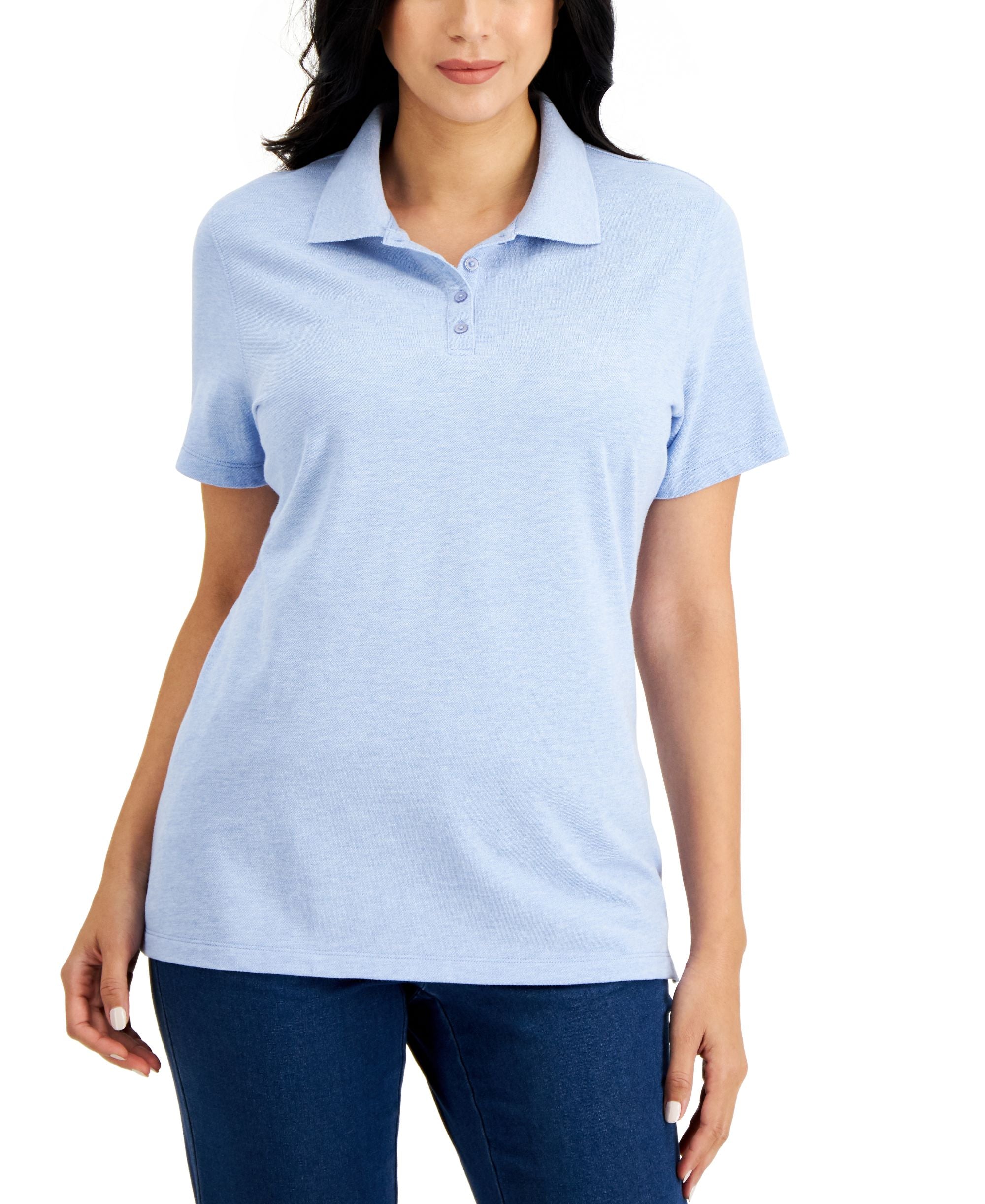 Karen Scott Short-Sleeve Pique Knit Polo
