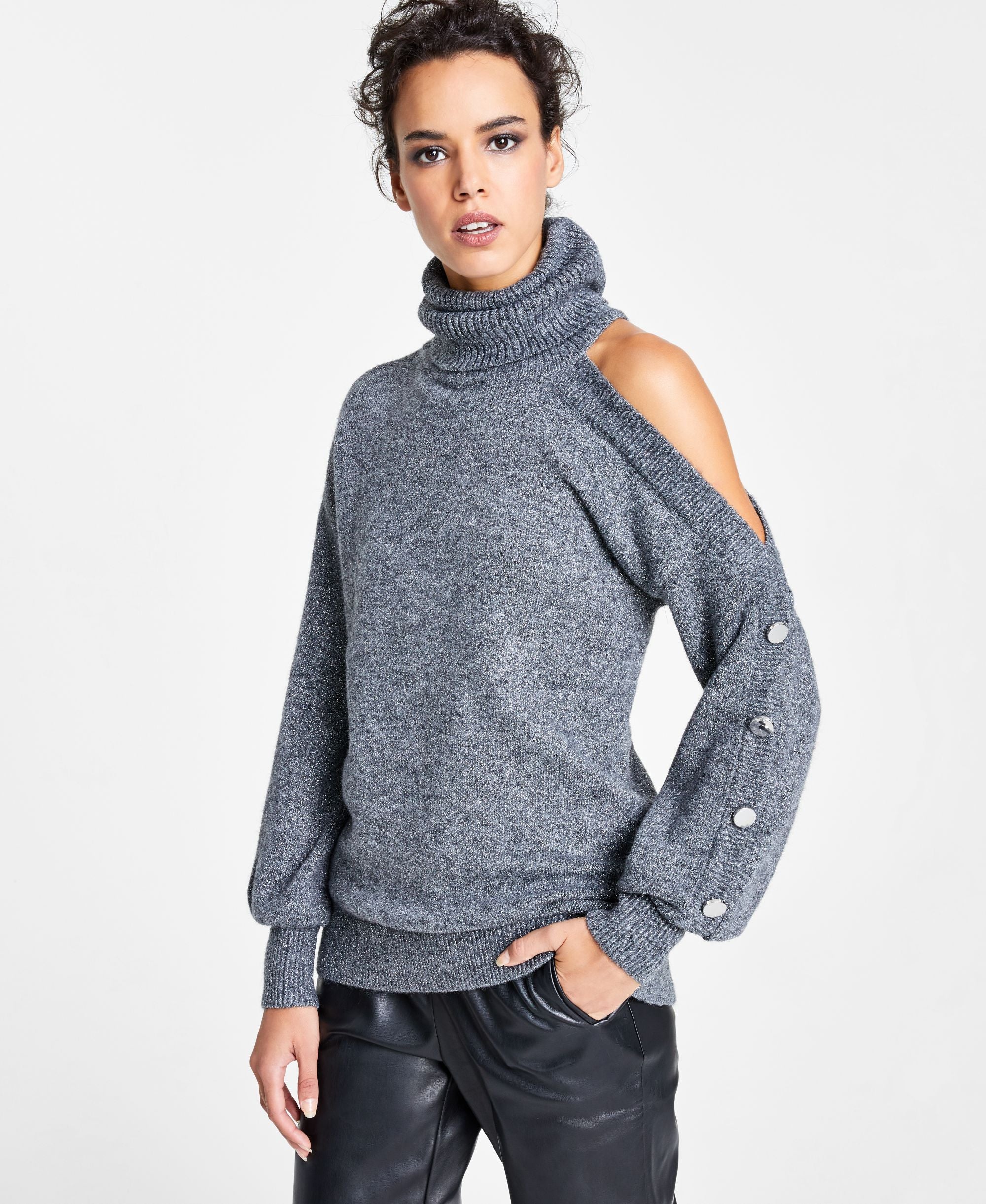 Women's Cold-Shoulder Turtleneck Sweater