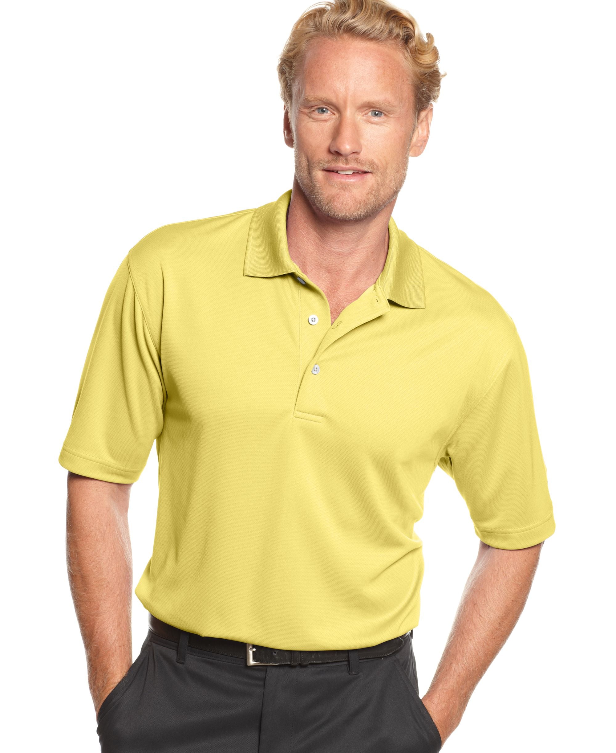 Men's Airflux Solid Mesh Short-Sleeve Golf Polo Modern Shirt