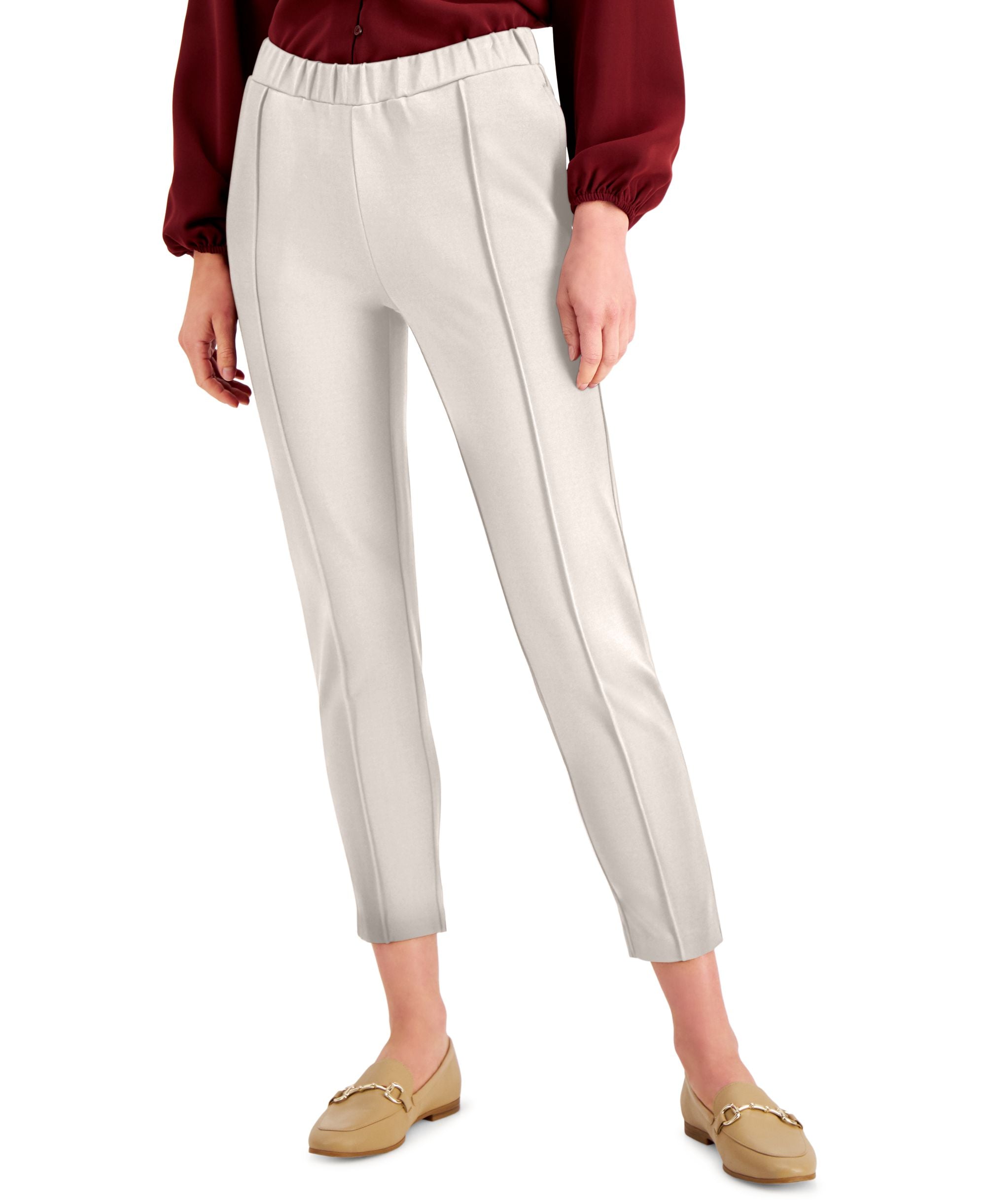 Alfani Petite Solid Seamed Cropped Signature Pants