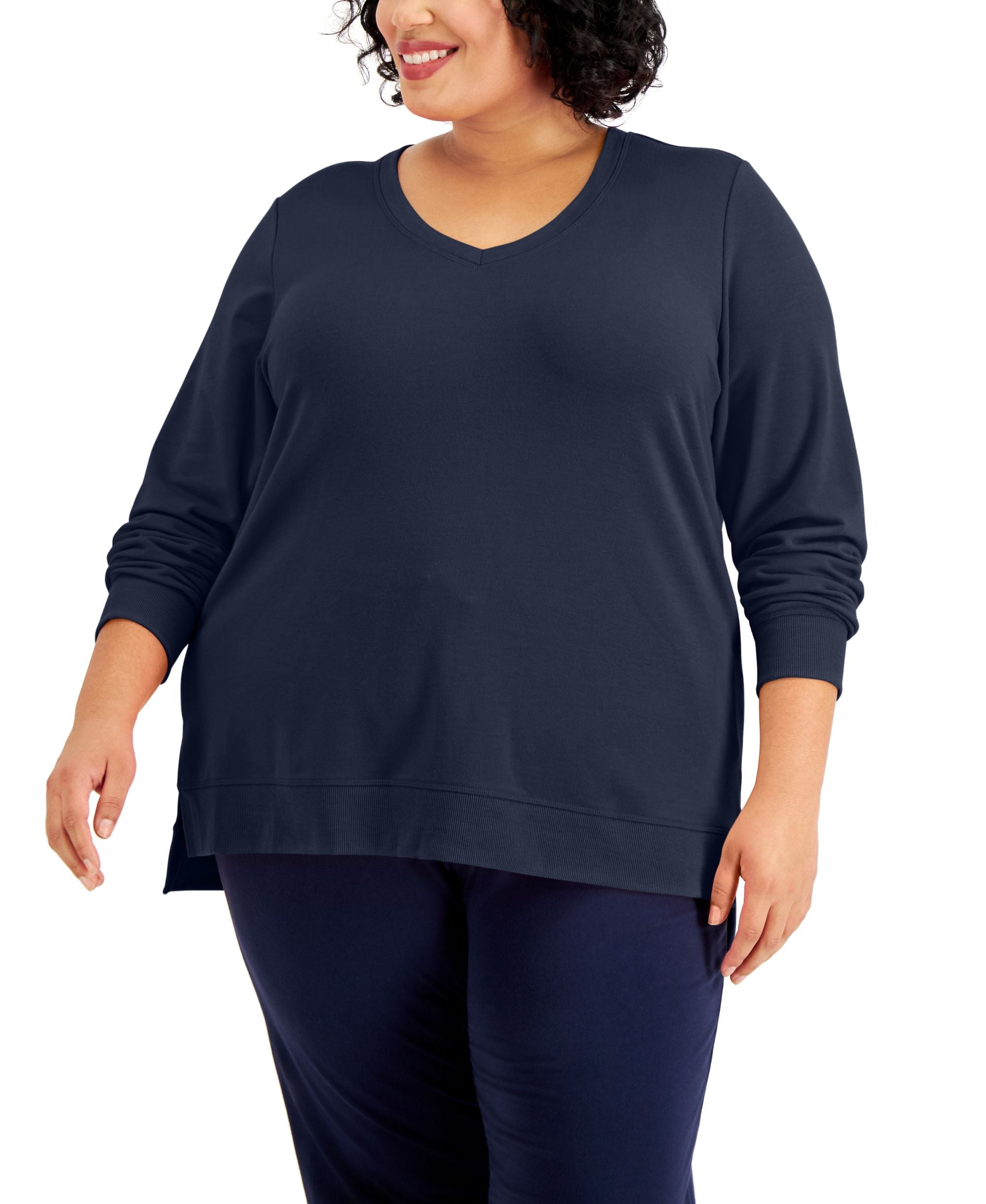 Plus Size French Terry V-Neck Premium Top