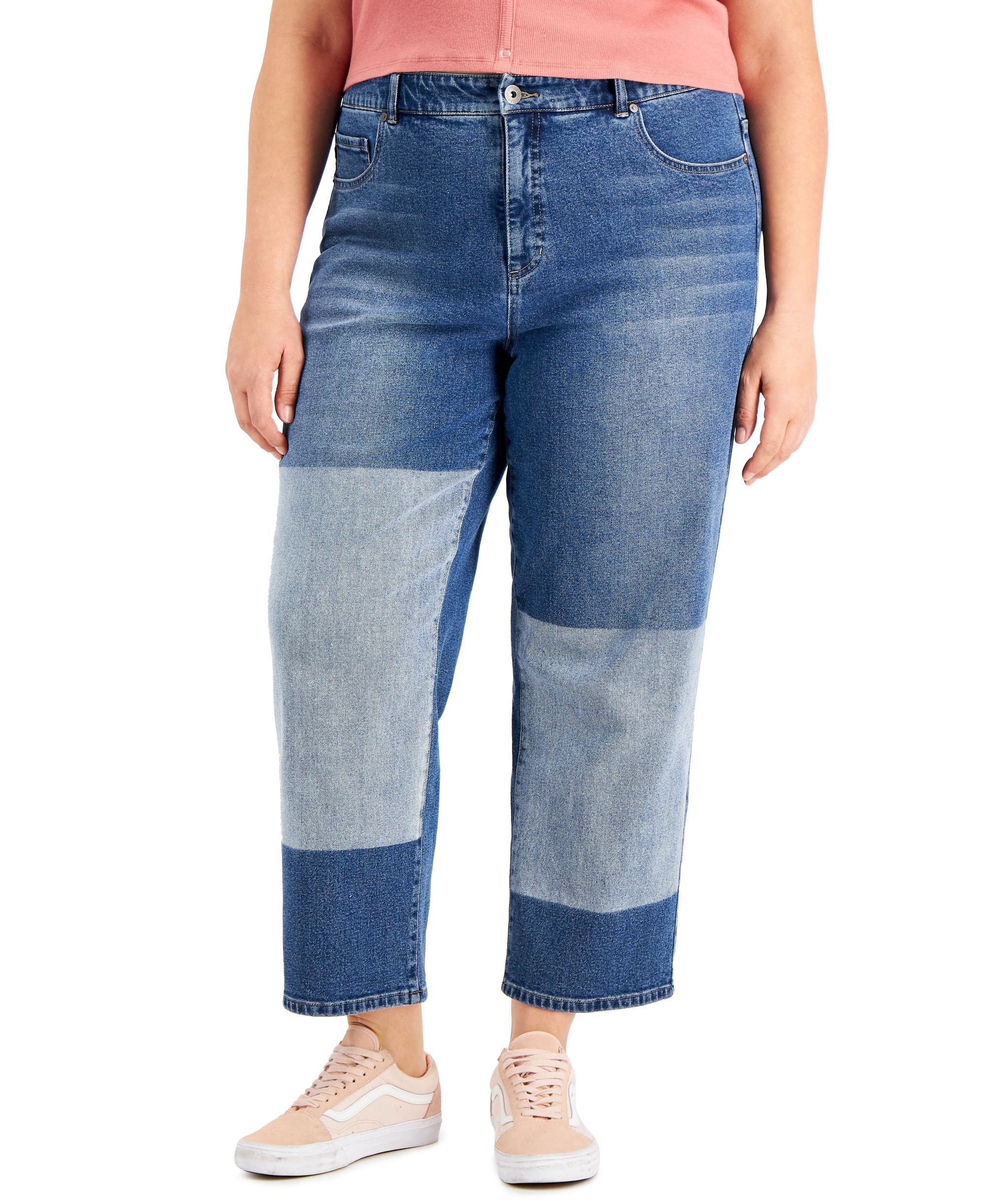 Style & Co Plus Size Vintage Patch Mom Premium Jeans