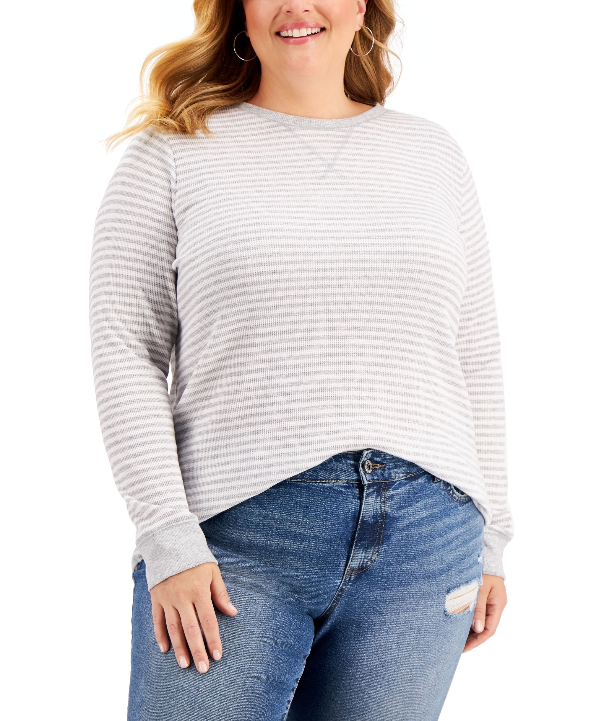 Style & Co Plus Size Waffle Knit Premium Top