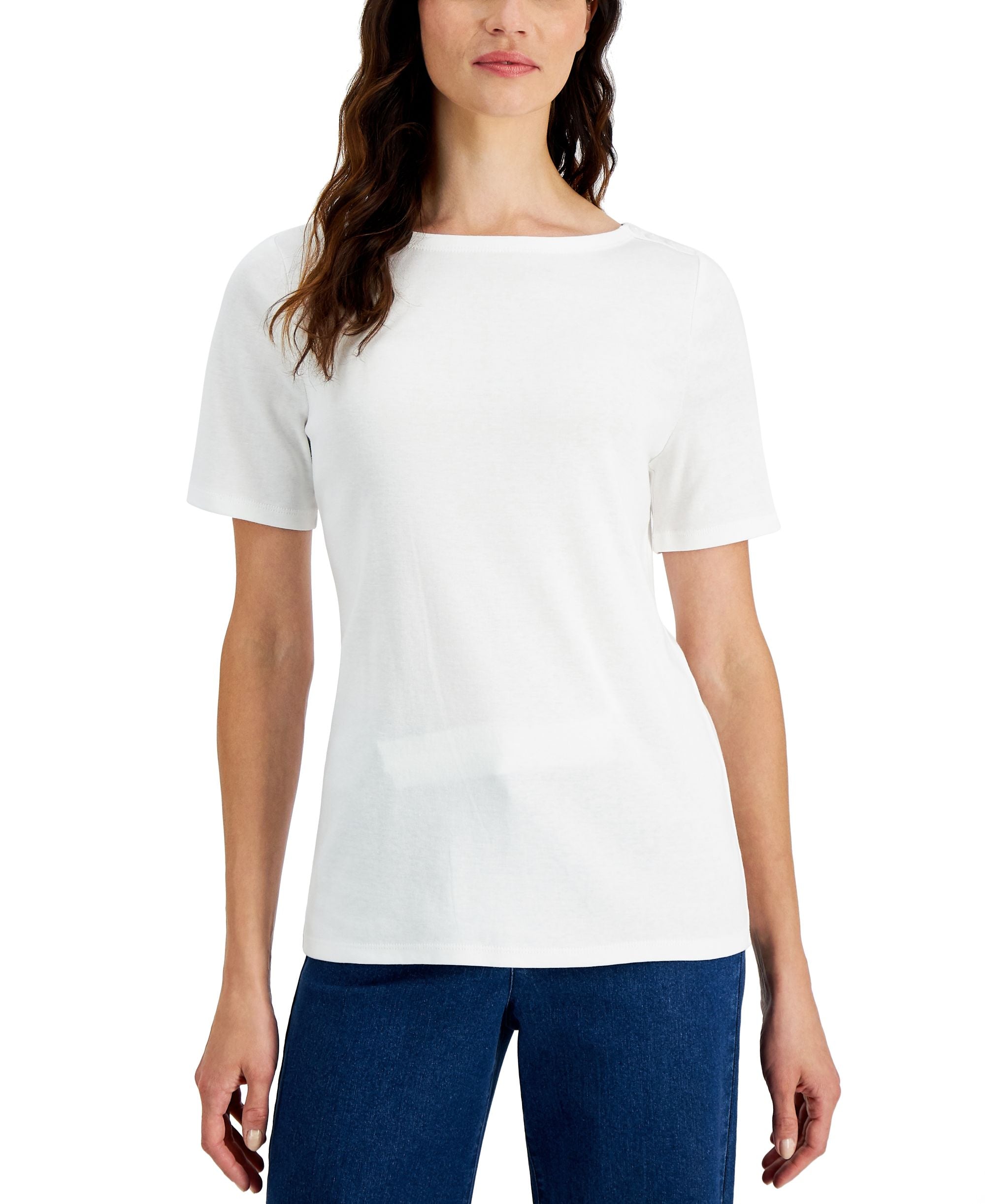Charter Club Cotton Boat-Neck Premium Top