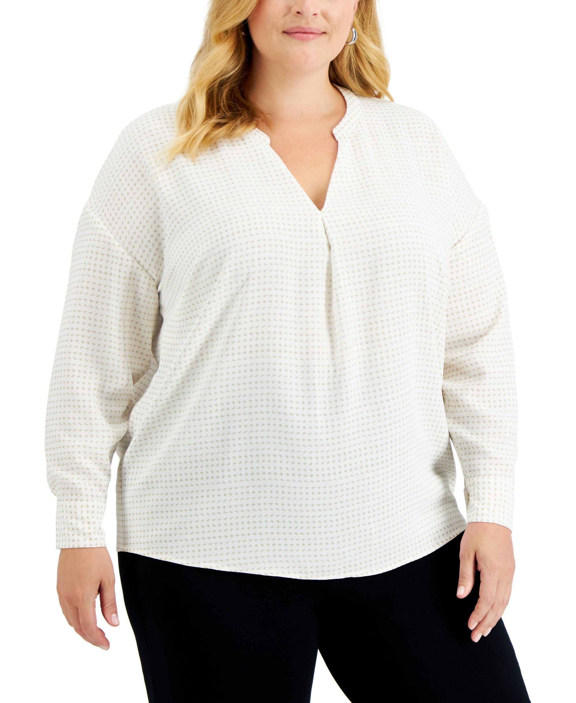 Alfani Plus Size Split Neck Premium Top