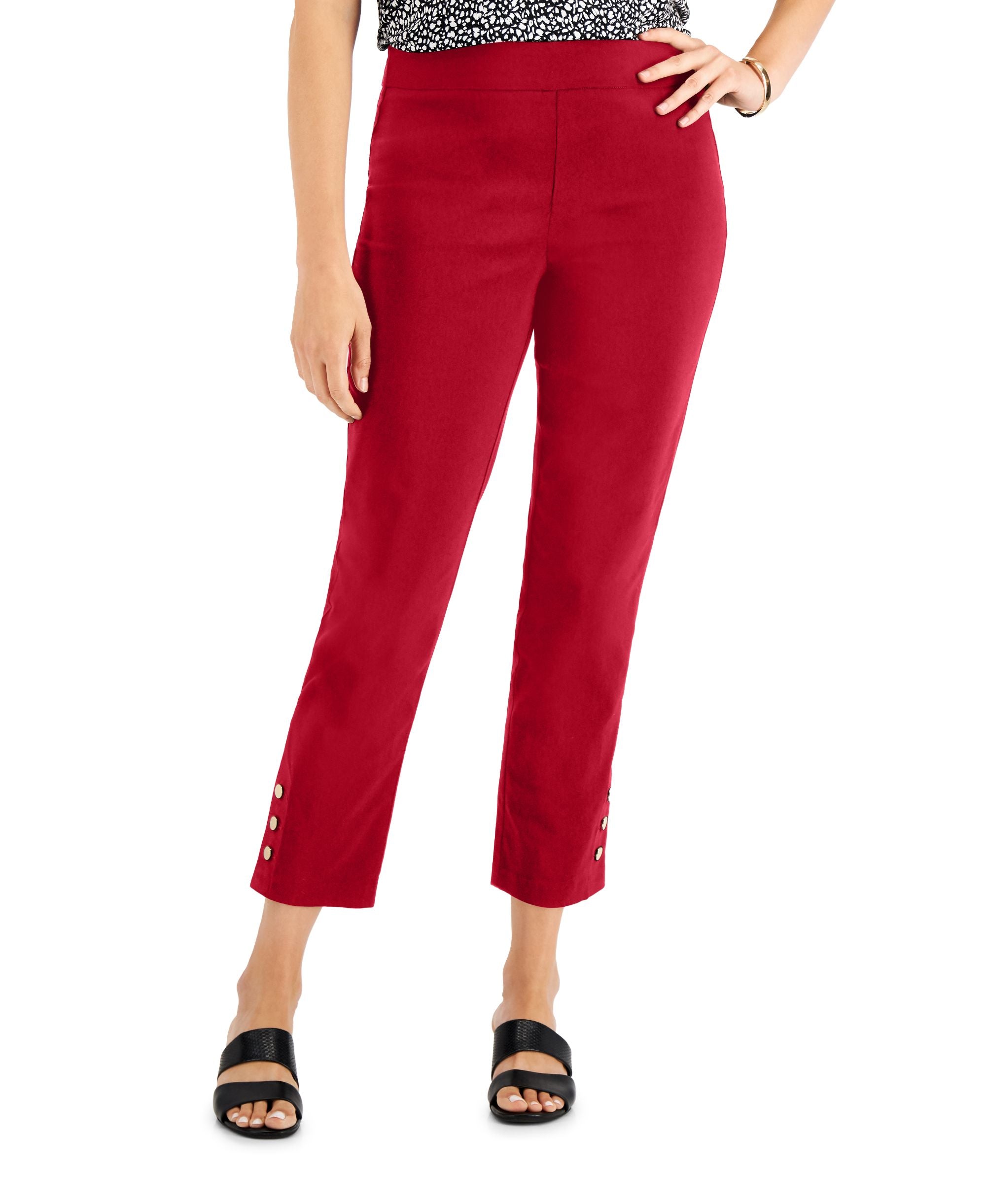 JM Collection Snap Hem Comfort-Waist Signature Pants