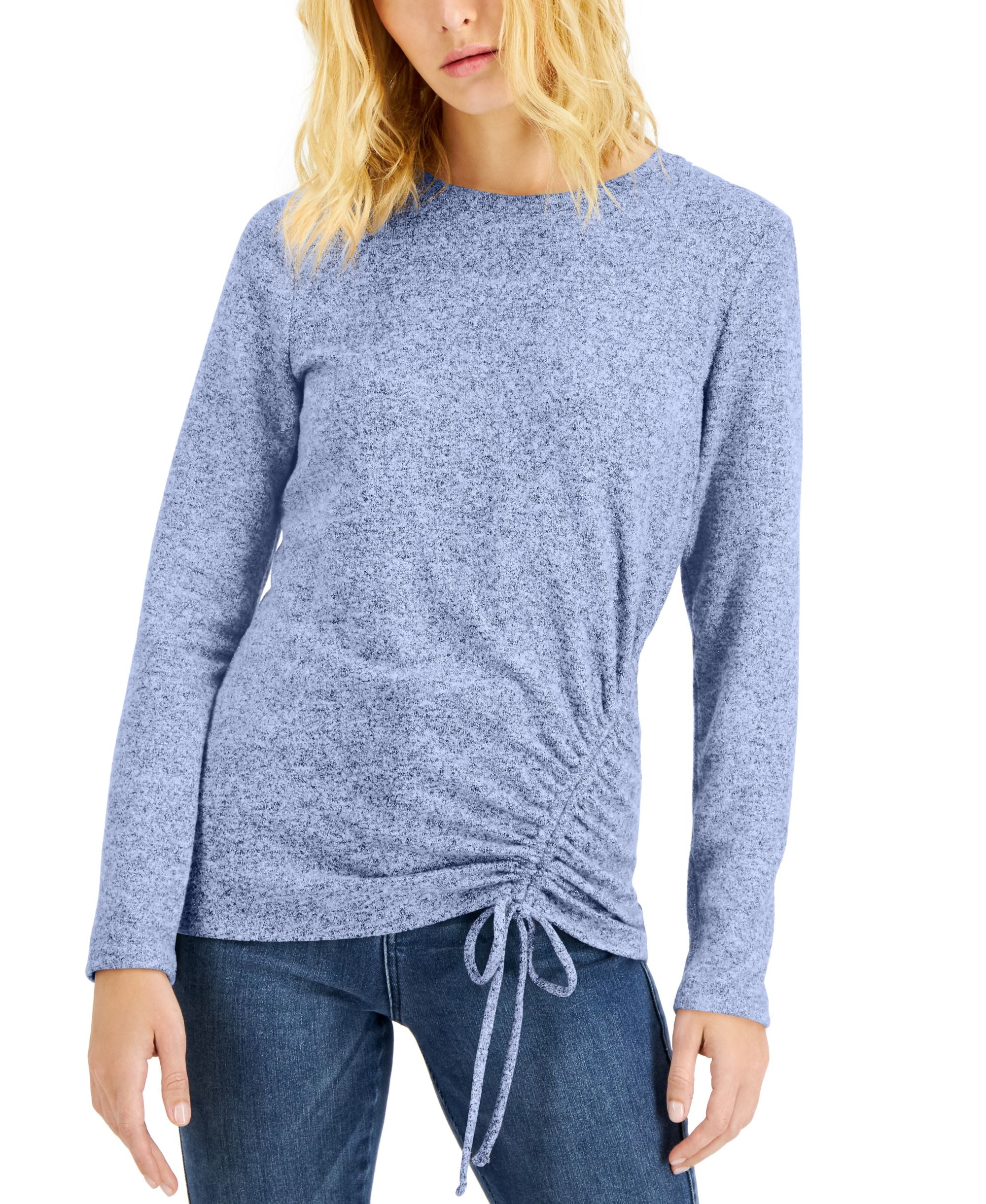 INC International Concepts Metallic Side Ruched Knit Premium Top