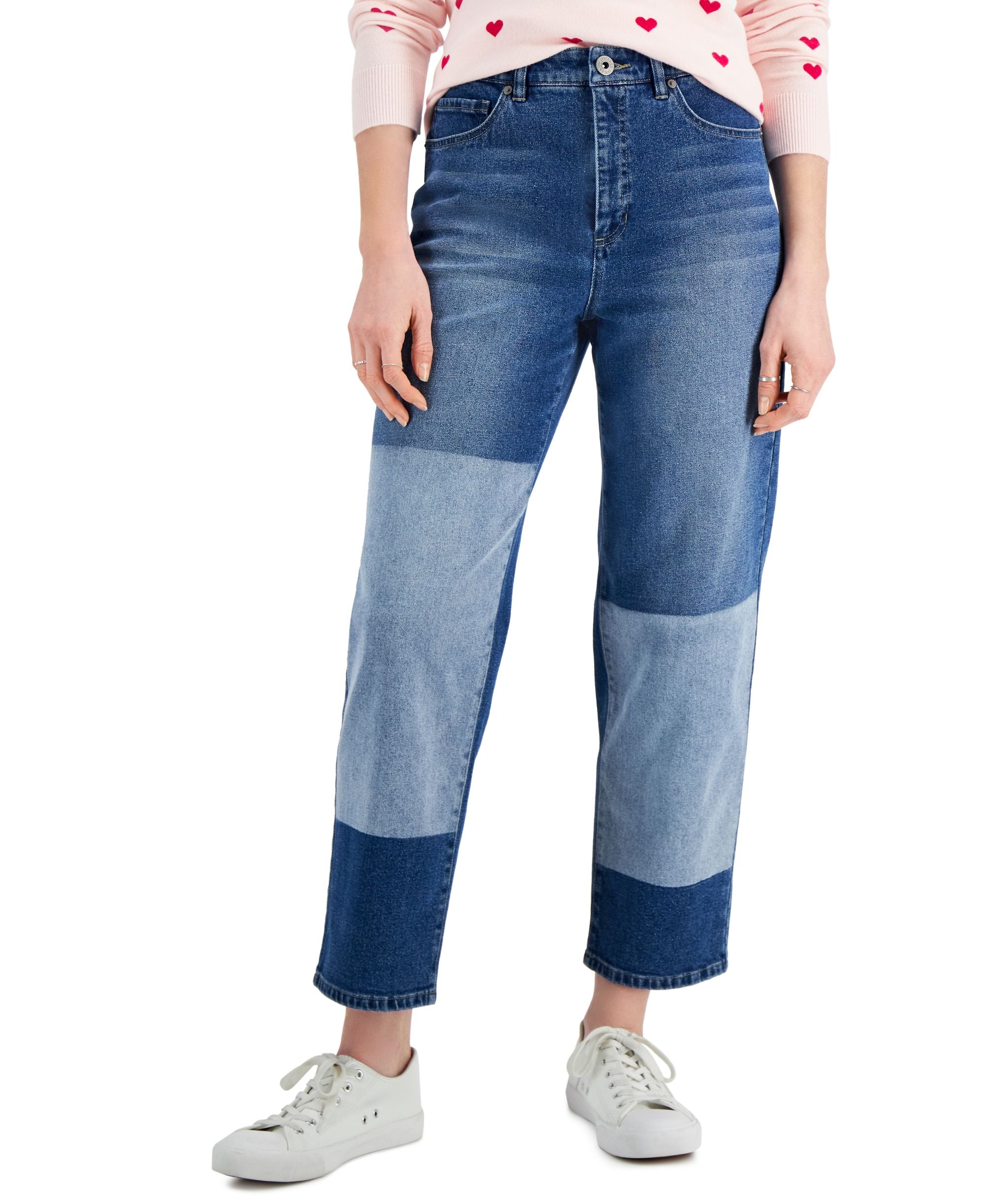 Style & Co Two Tone Straight Crop Premium Jeans