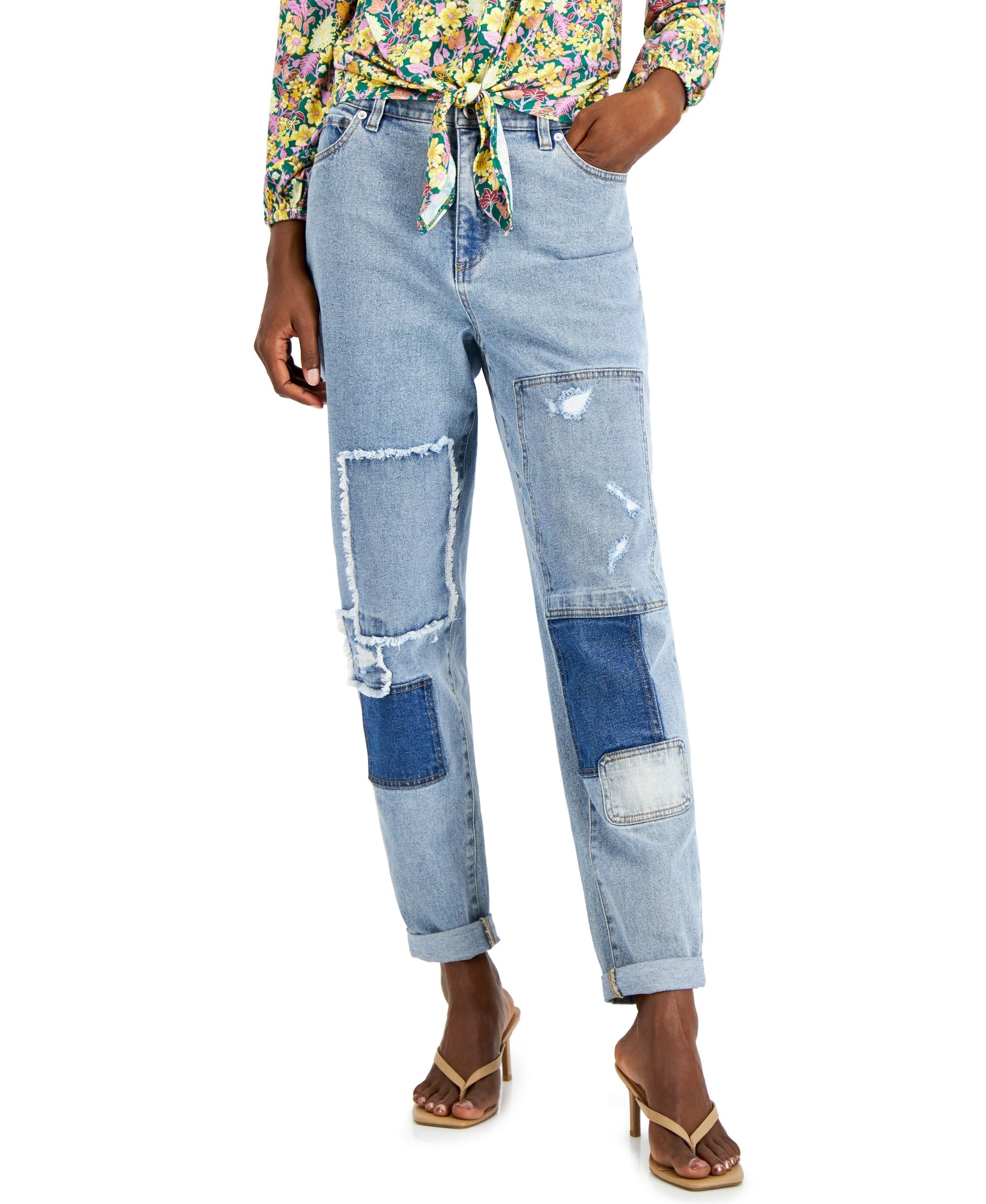 INC International Concepts Patchwork Tapered Ankle Premium Jeans