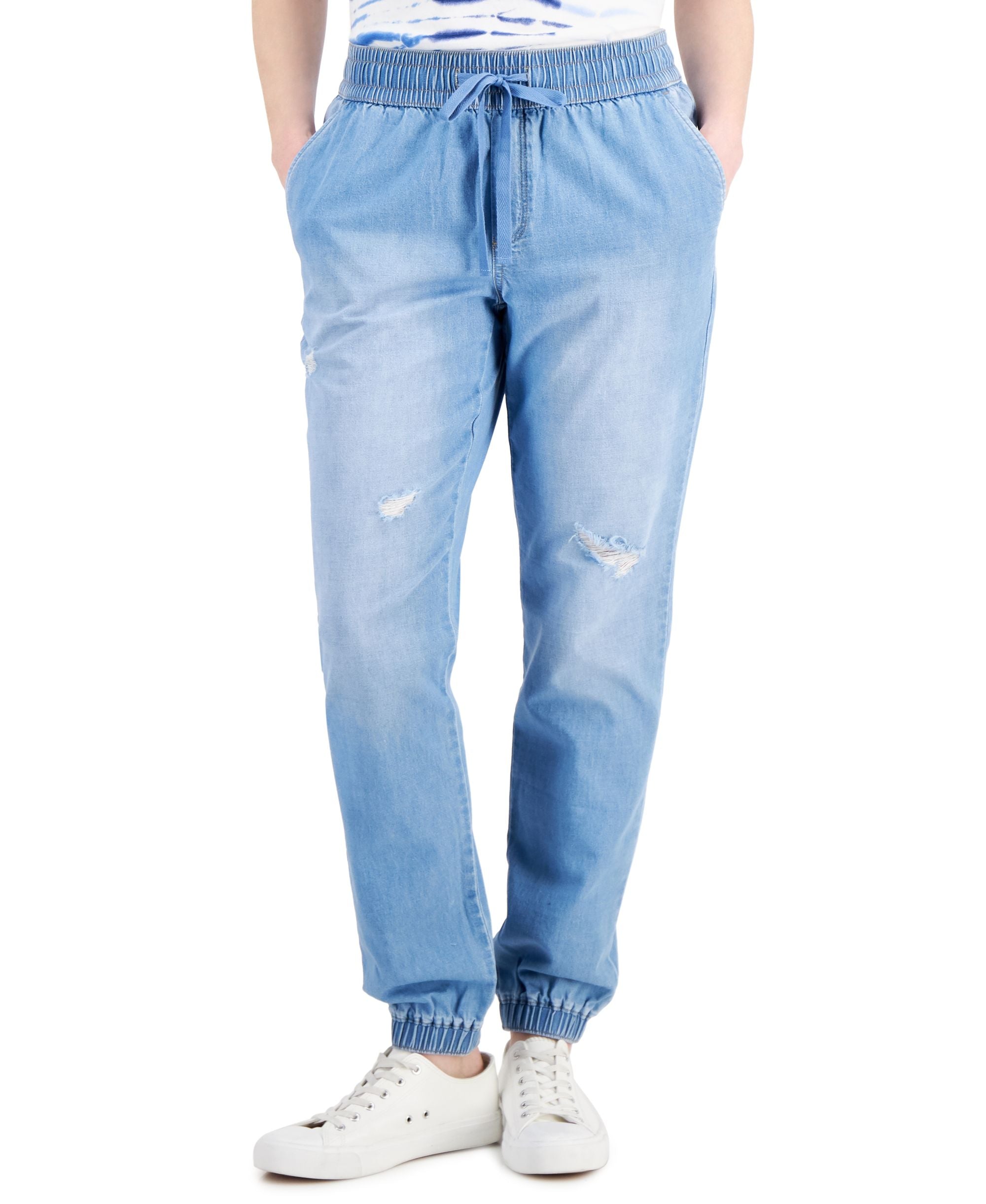 Style & Co Cotton Ripped Track Premium Jeans