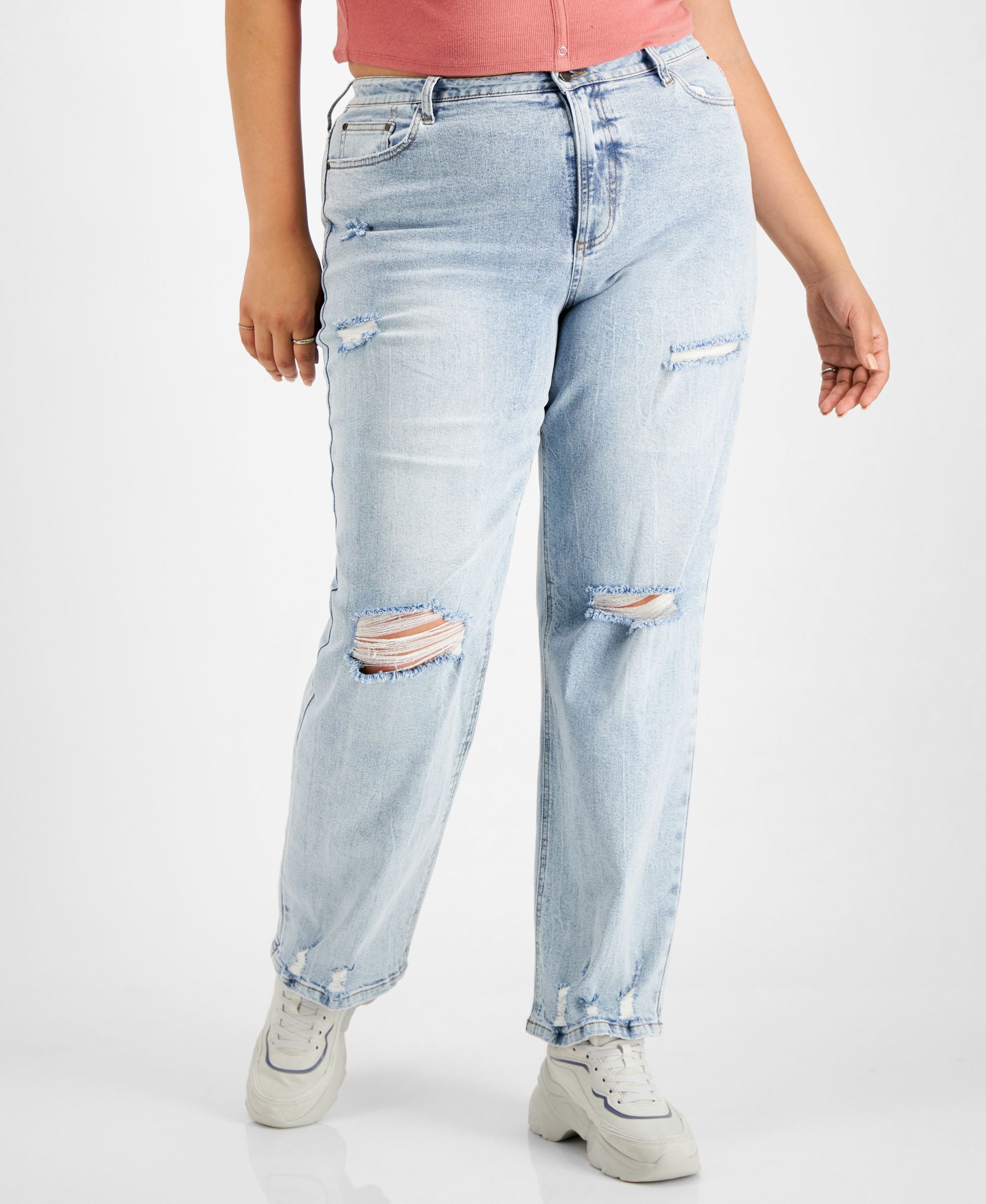 Tinseltown Modern Plus Size Zipper Pocketed High-rise Baggy Straight-Cut Premium Jeans