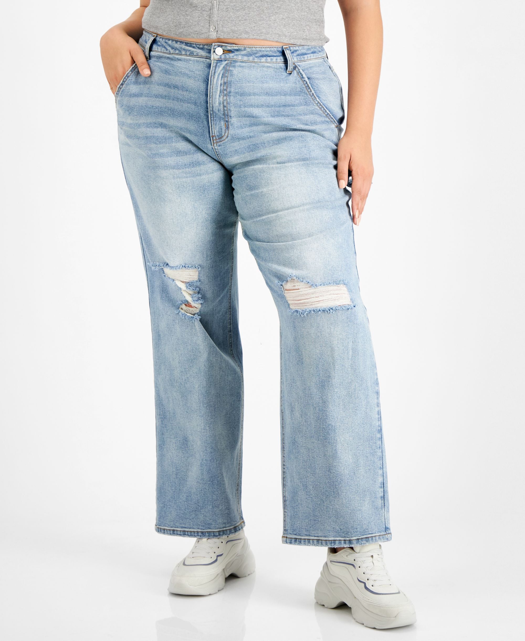 Tinseltown Modern Plus Size Carpenter Straight-Cut Premium Jeans