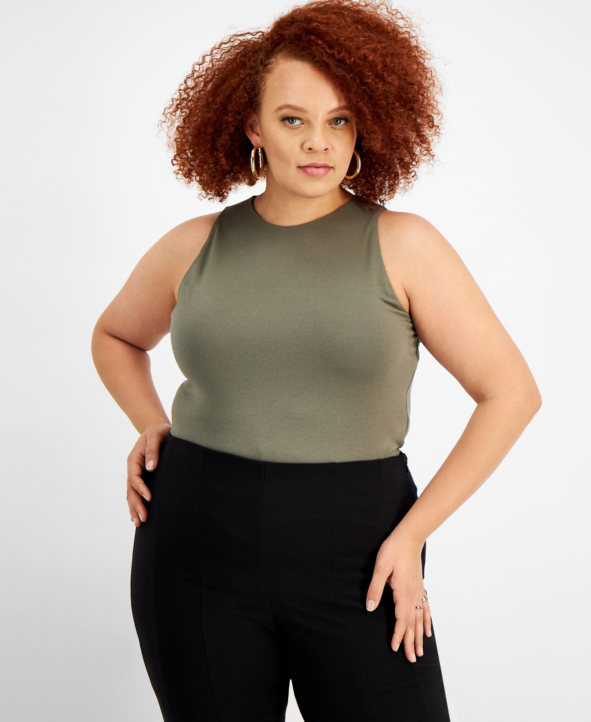 Bar III Modern Plus Size Bodycon Tank Bodysuit