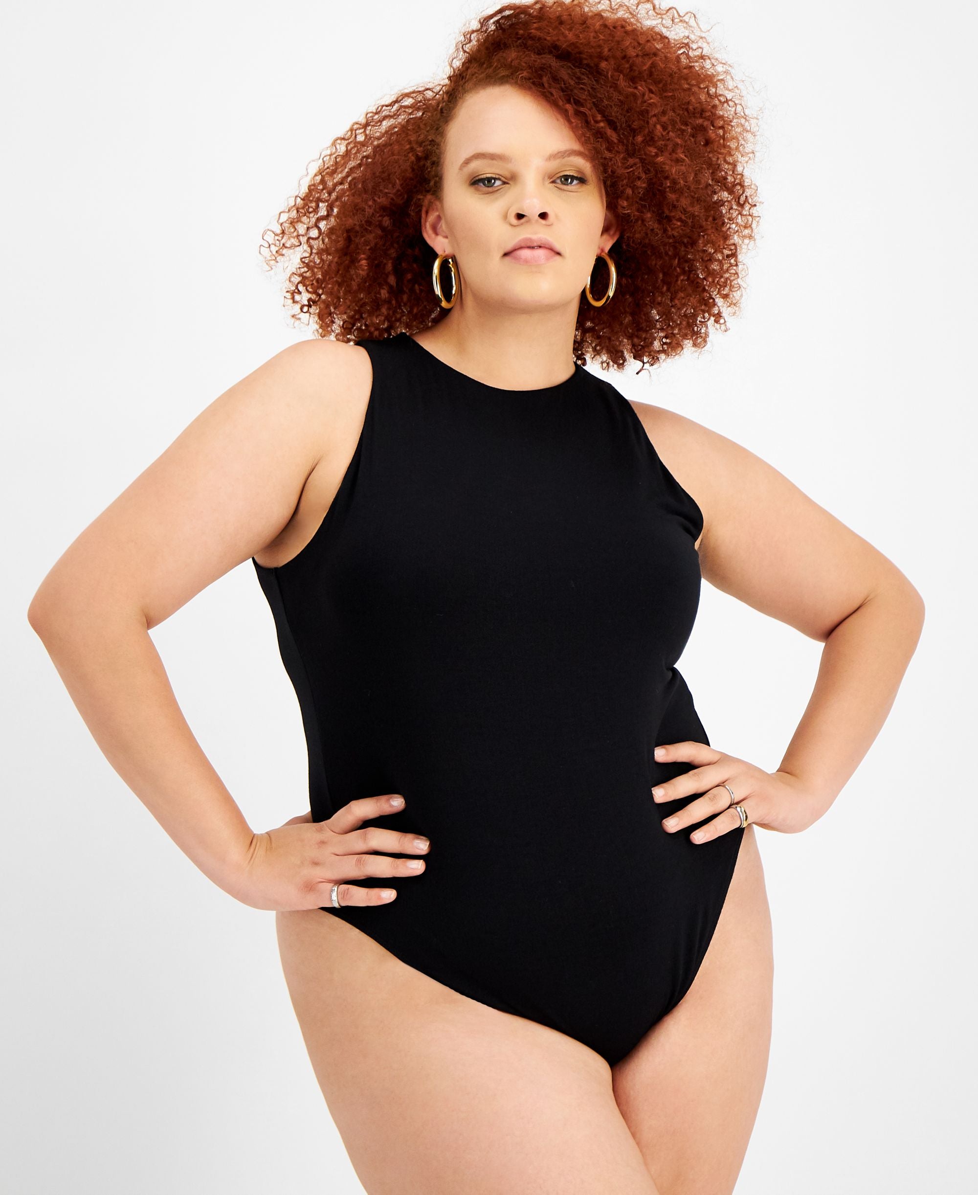 Bar III Modern Plus Size Bodycon Tank Bodysuit