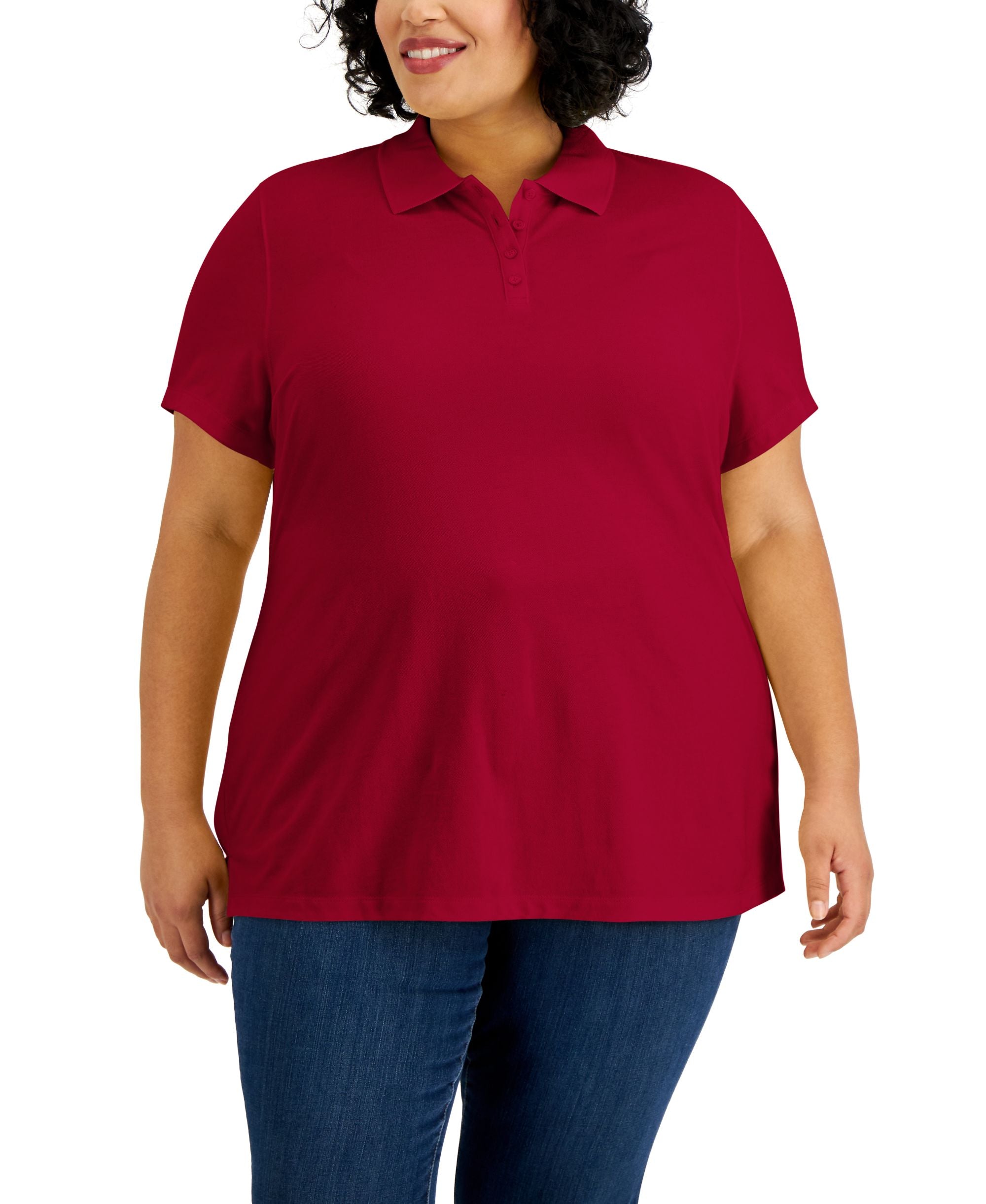 Karen Scott Plus Size Pique Polo Premium Top