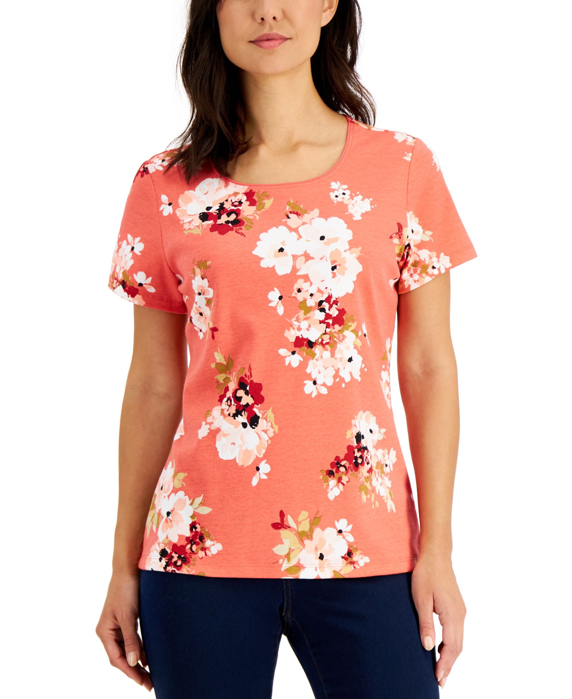 Karen Scott Petite Floral Print Premium Top