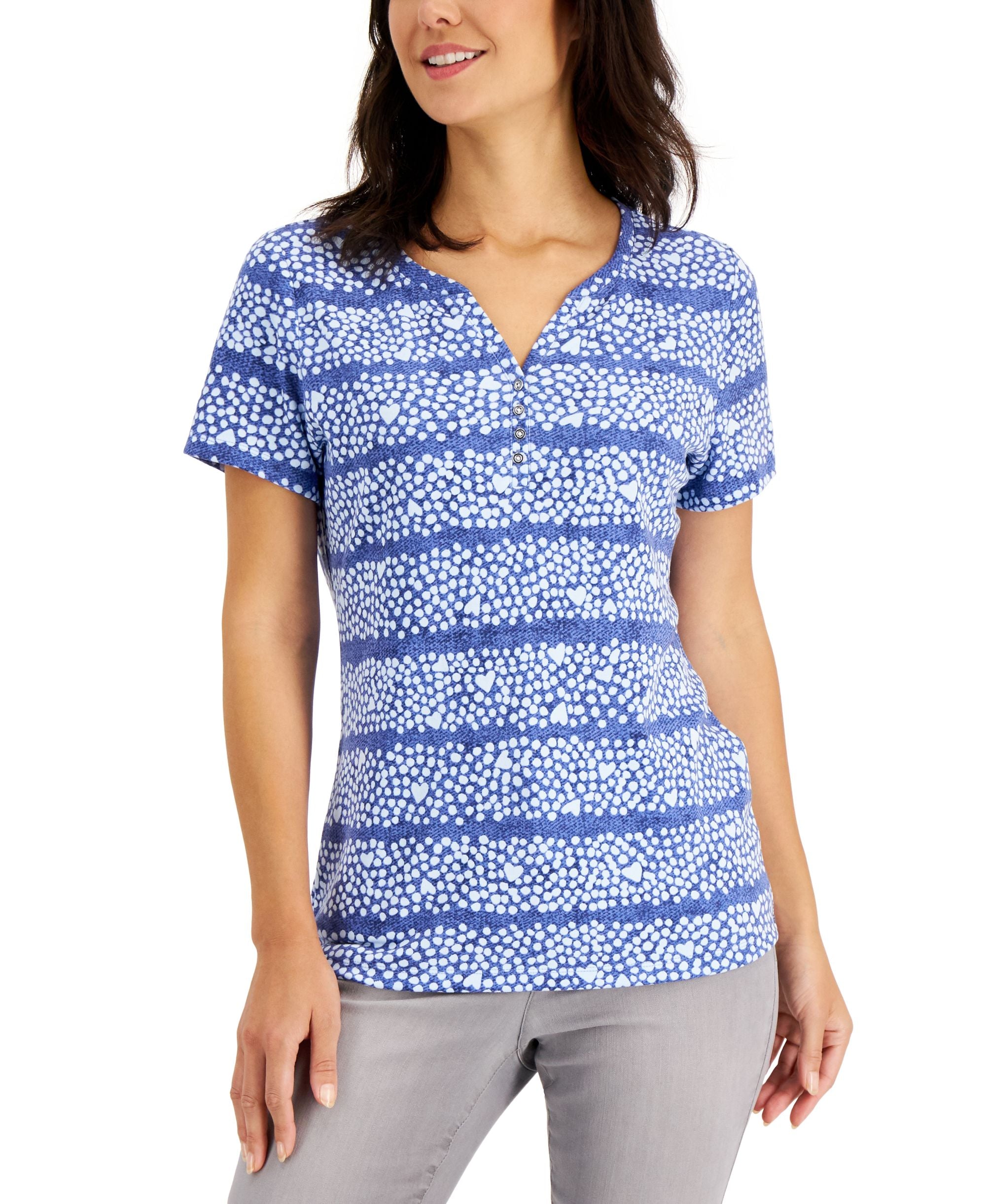 Karen Scott Printed Short-Sleeve Henley