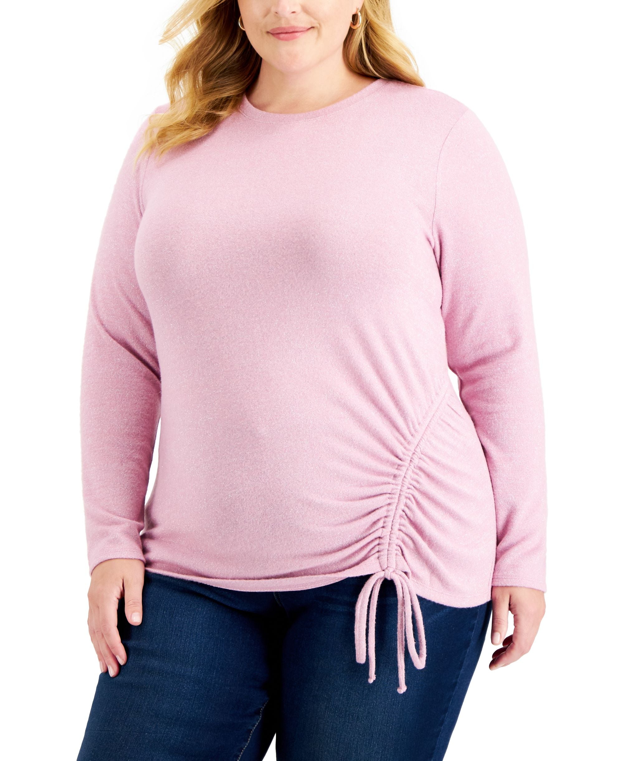 INC International Concepts Plus Size Metallic Ruched Premium Top