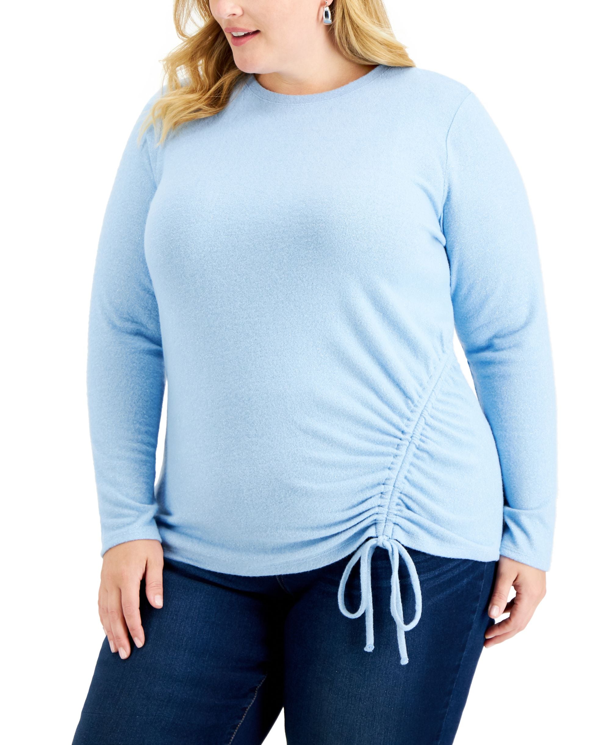 INC International Concepts Plus Size Metallic Ruched Premium Top