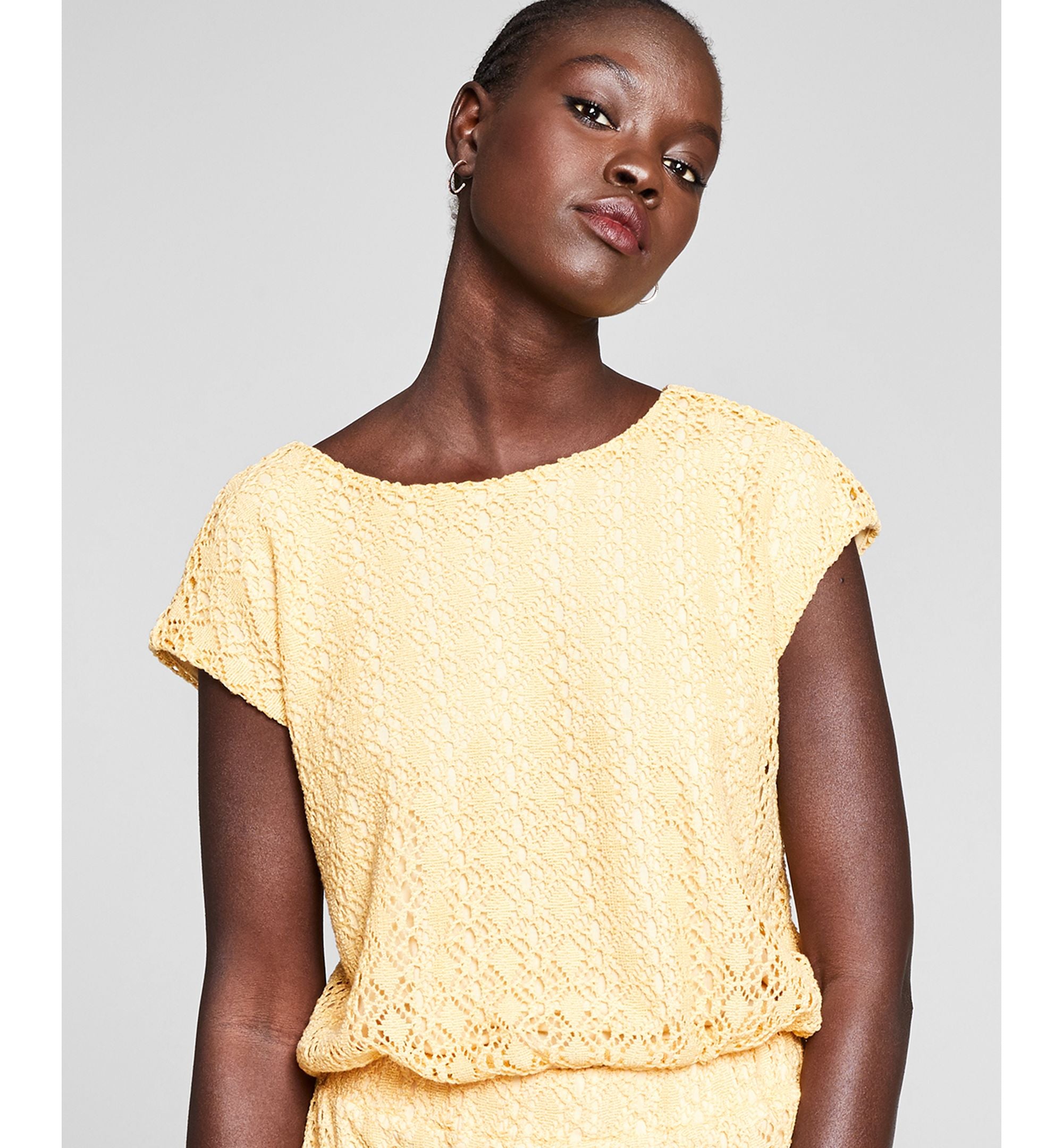 Now This Womens Crochet Crop Premium Top