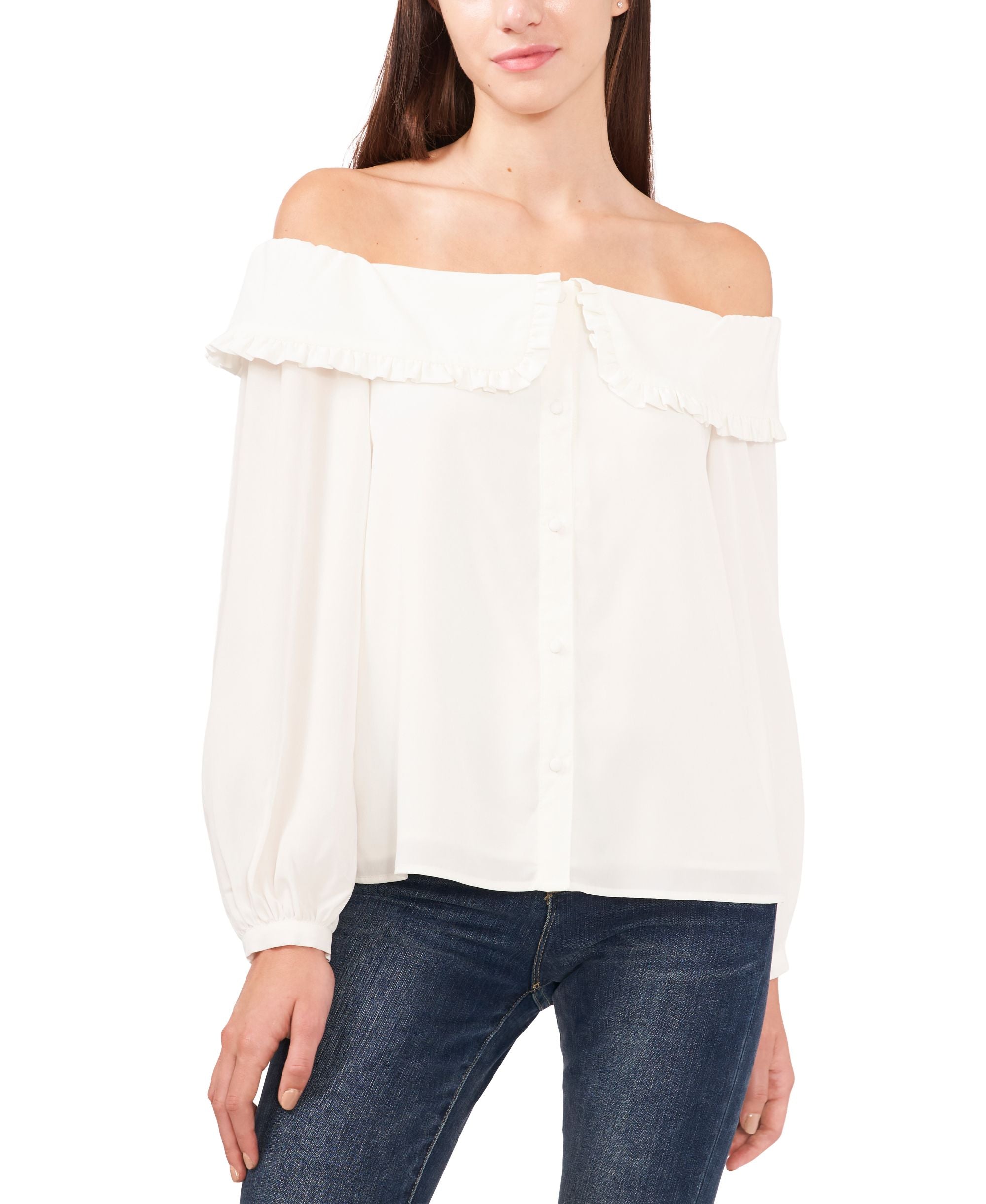 Riley Rae Off The Shoulder Flounce Trim Premium Top