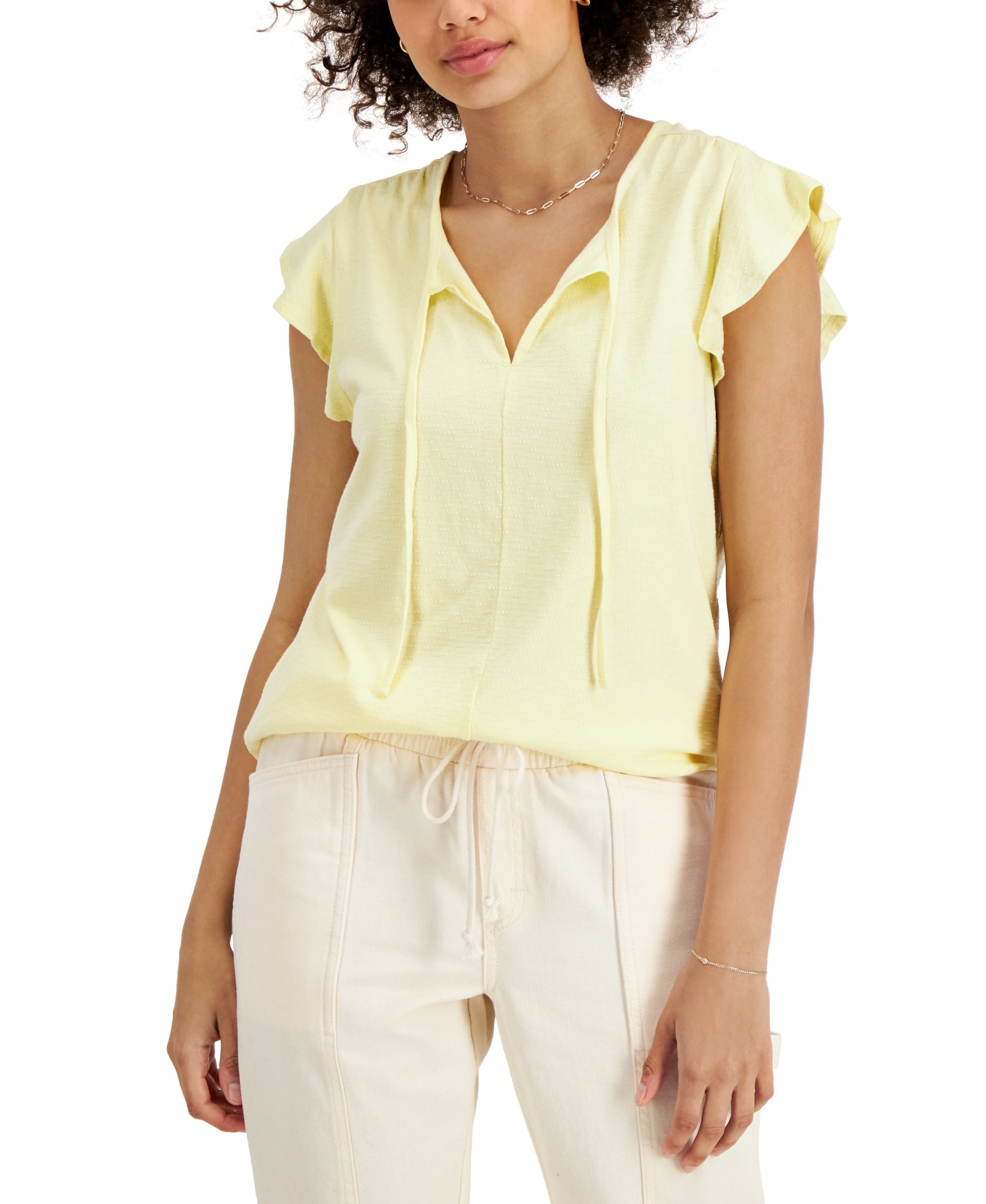 Style & Co Ruffled Sleeve Premium Top