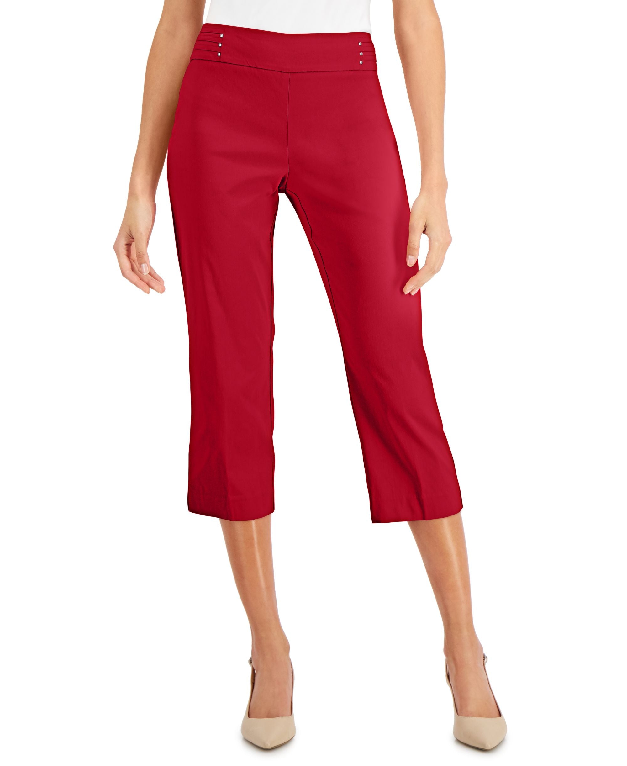 JM Collection Embellished Comfort-Waist Capri-Length Signature Pants