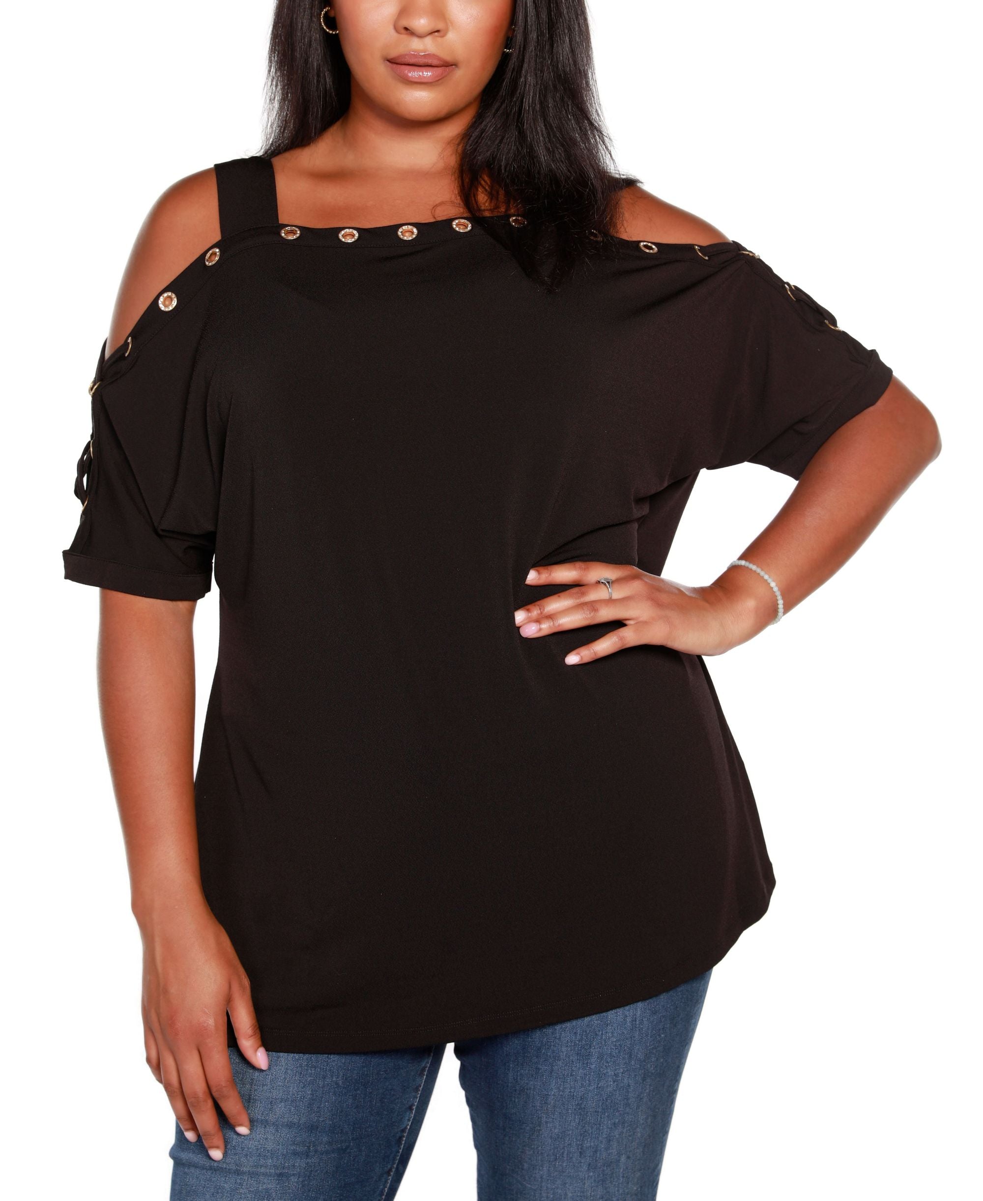 Plus Size Cold Shoulder Premium Top