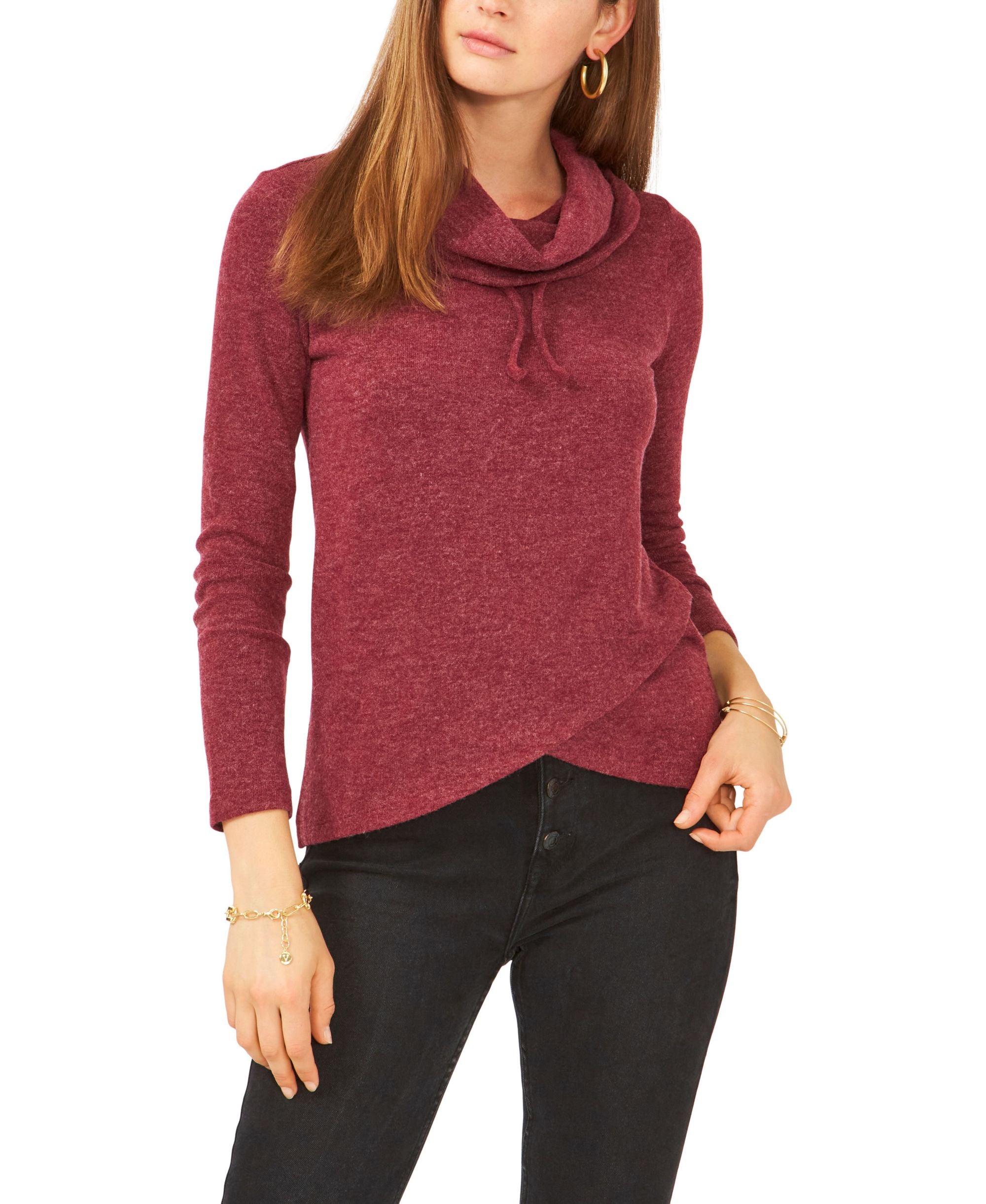 1.State Long-Sleeve Drawstring Cowl Neck Premium Top