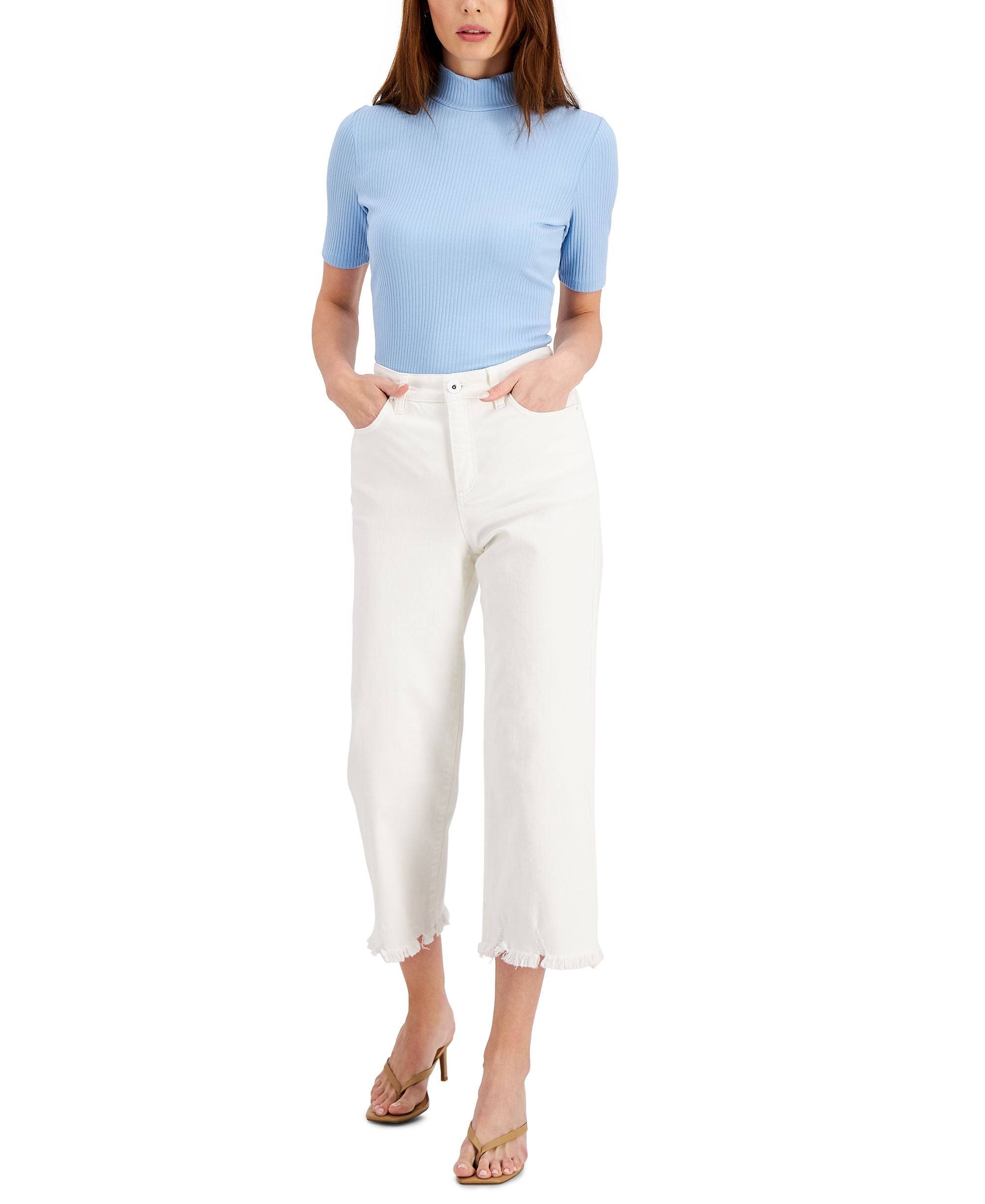 INC International Concepts Elbow Sleeve Mock Neck Premium Top