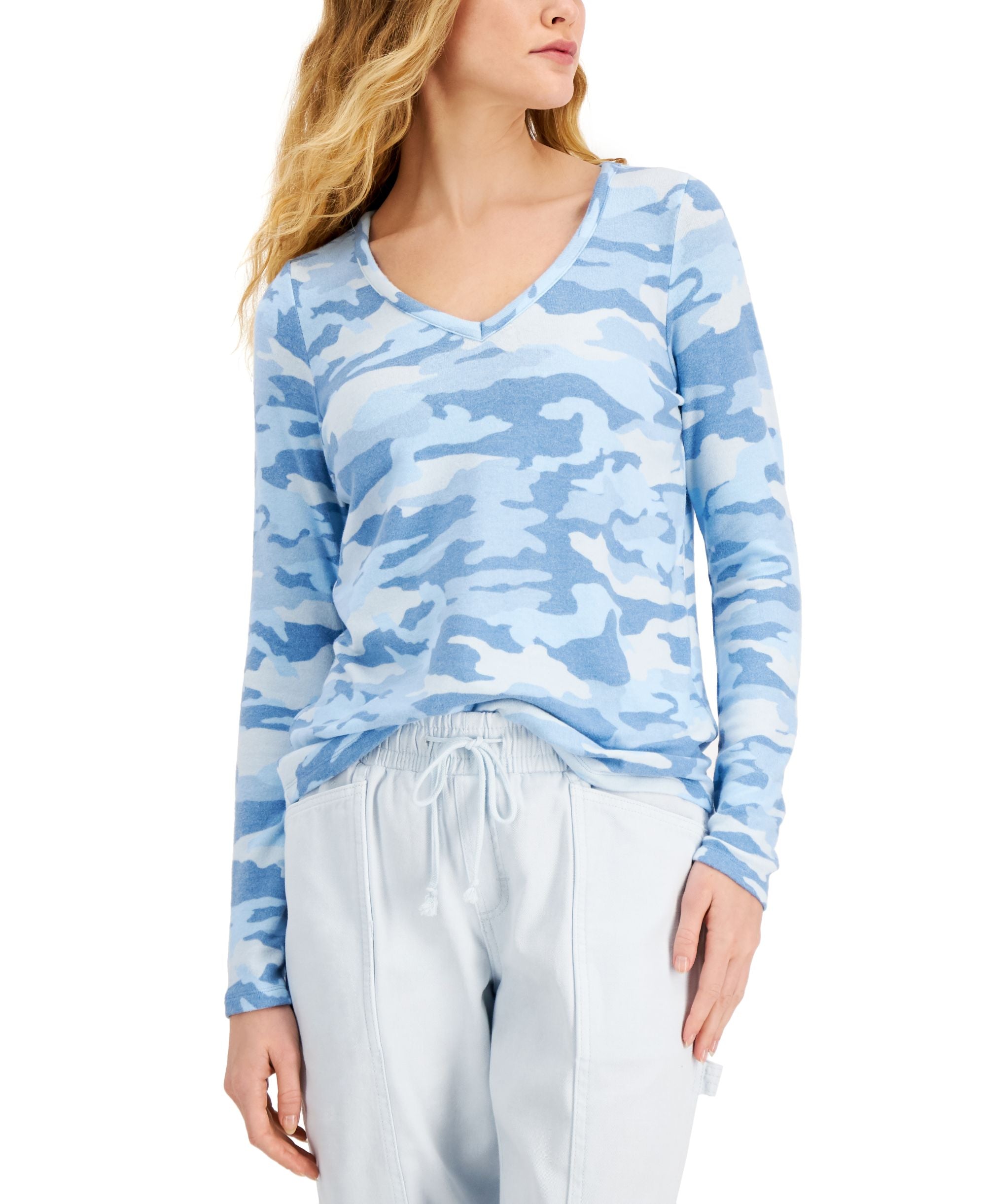 Style & Co Camo Print Long-Sleeve T-Modern Shirt