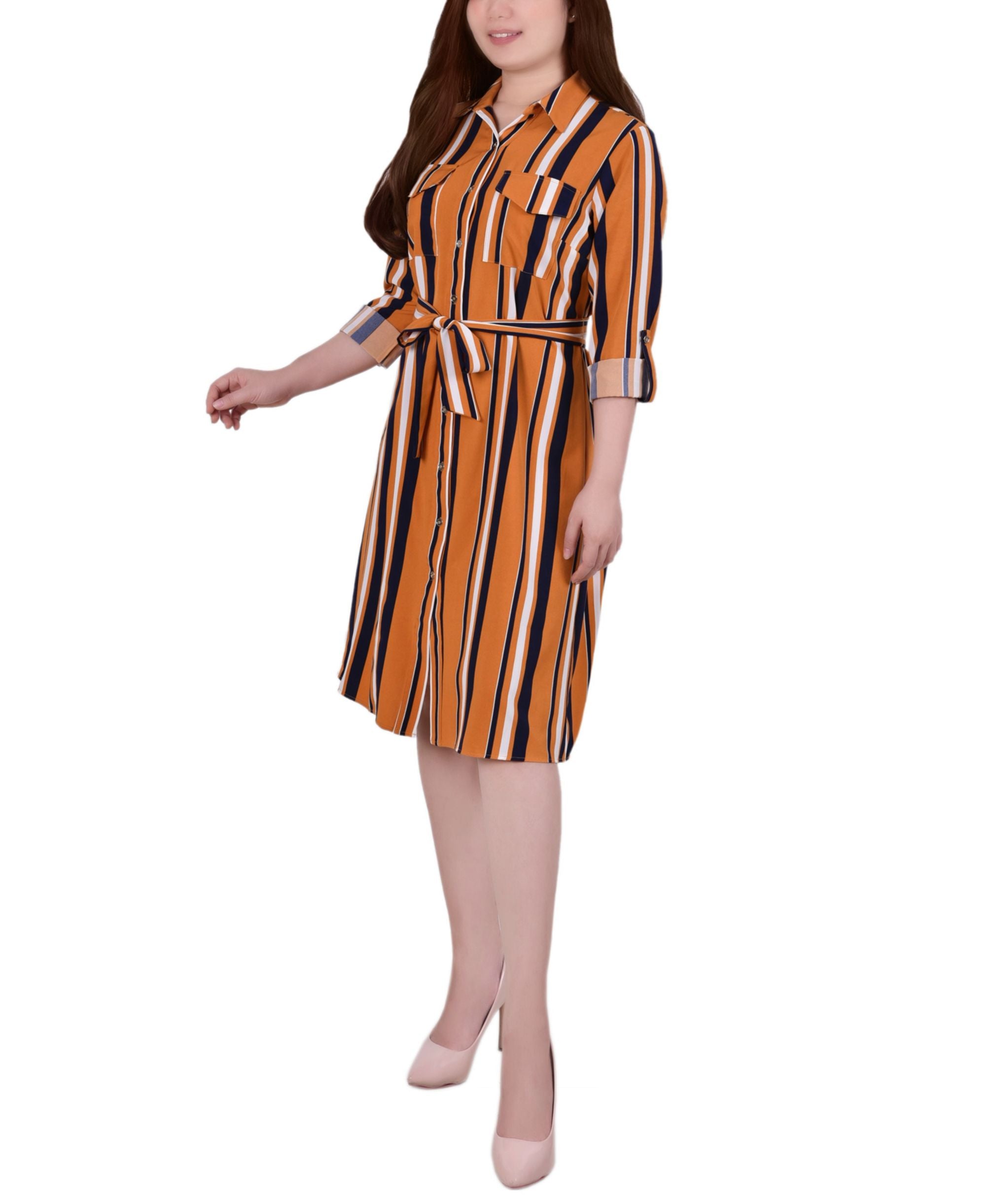 Petite Roll Tab Modern Shirt Dress