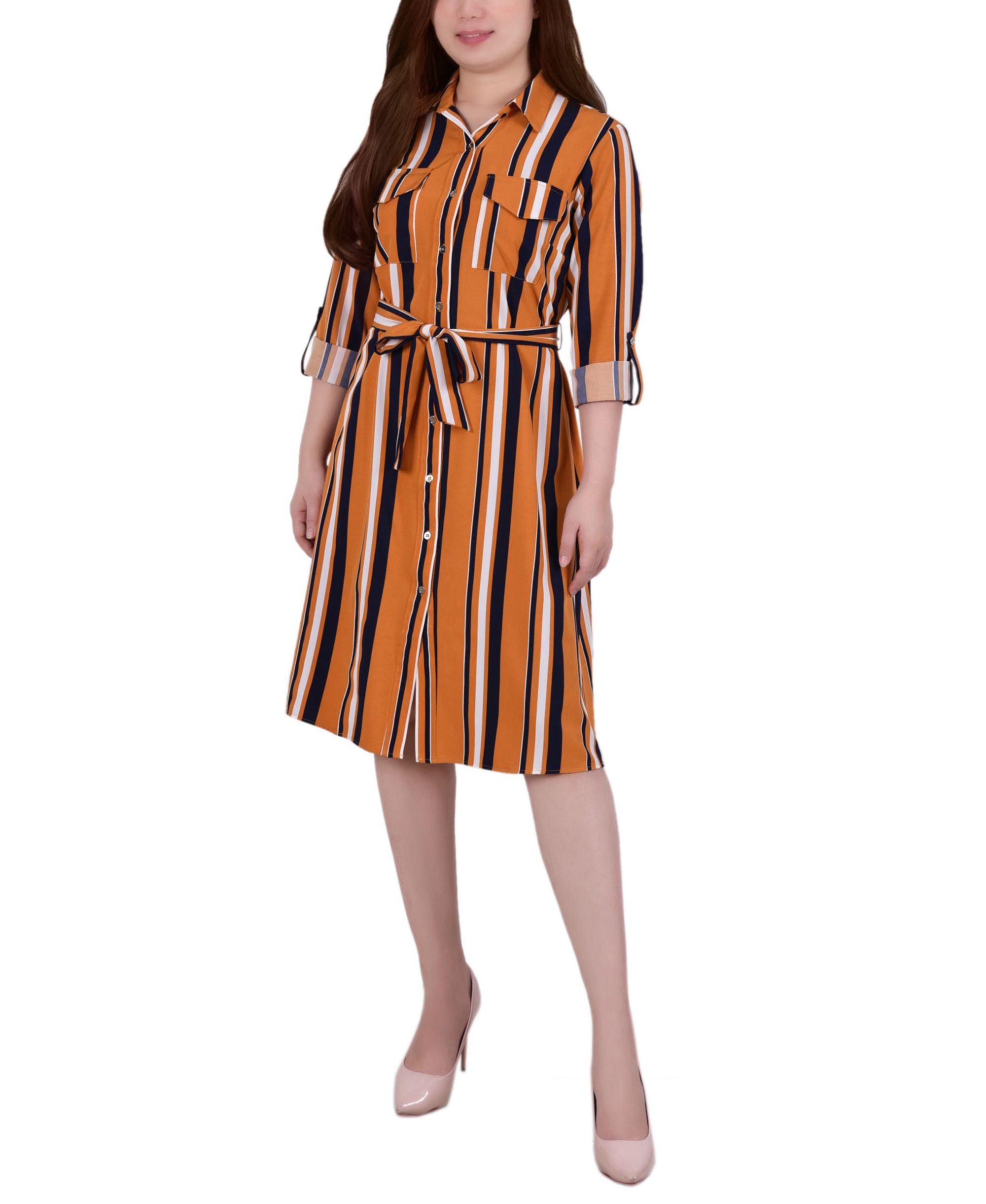 Petite Roll Tab Modern Shirt Dress