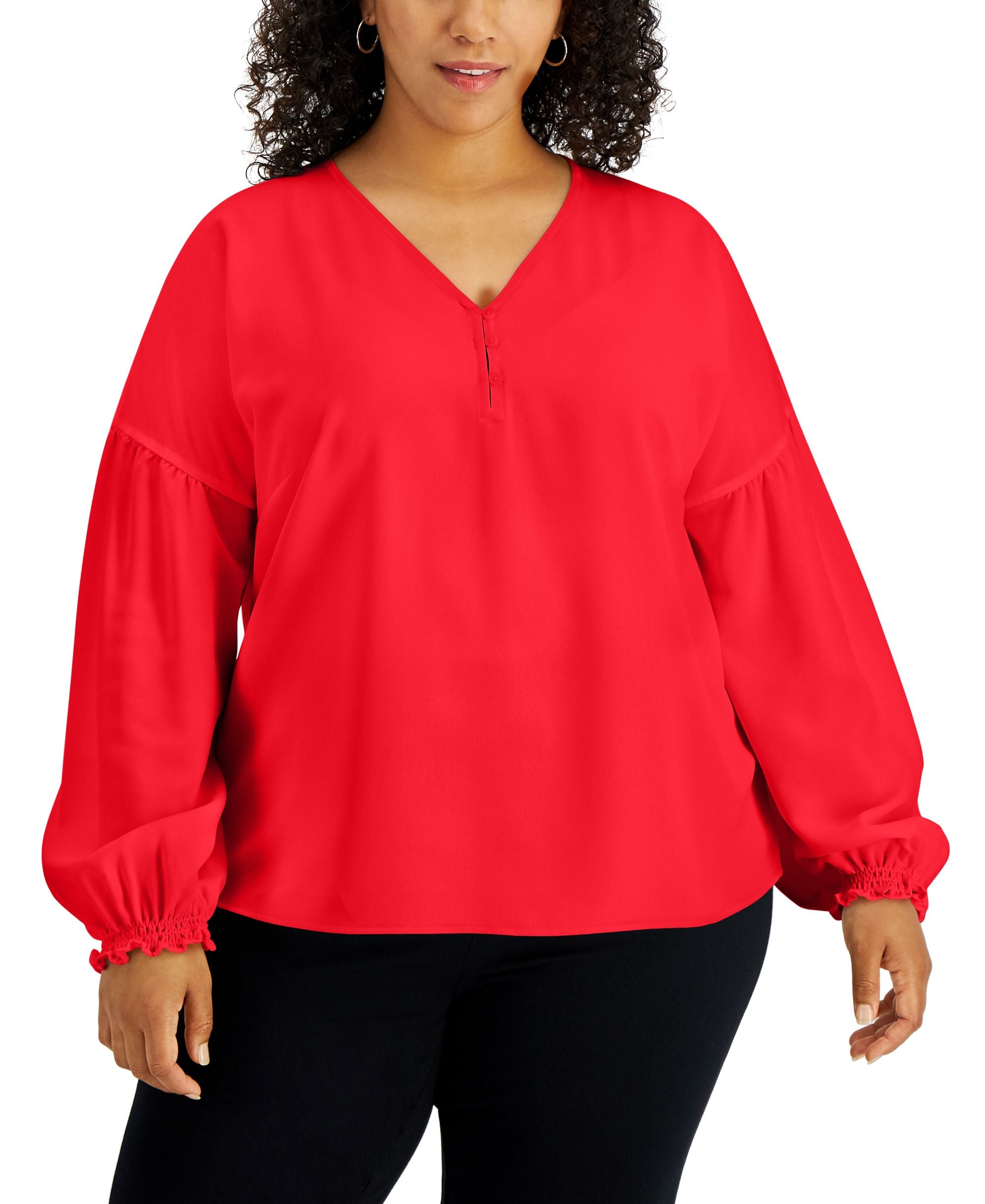 Alfani Plus Size Puff-Sleeve Signature Blouse