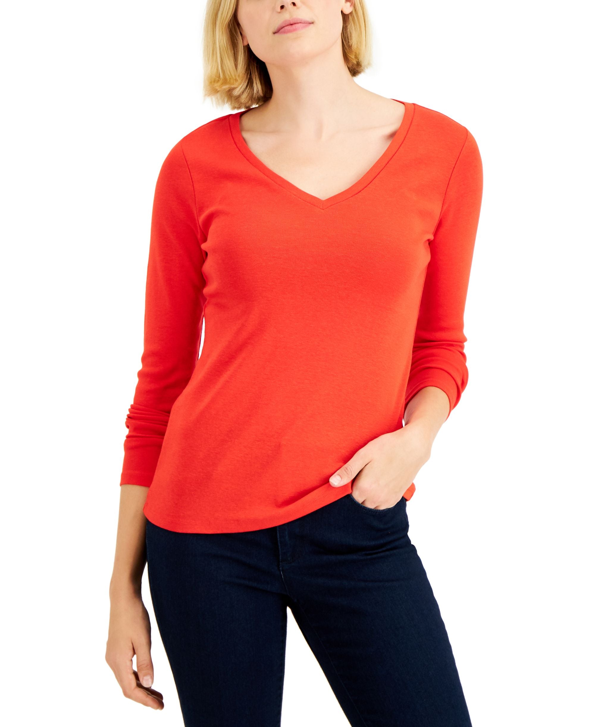 Charter Club Petite V Neck Premium Top