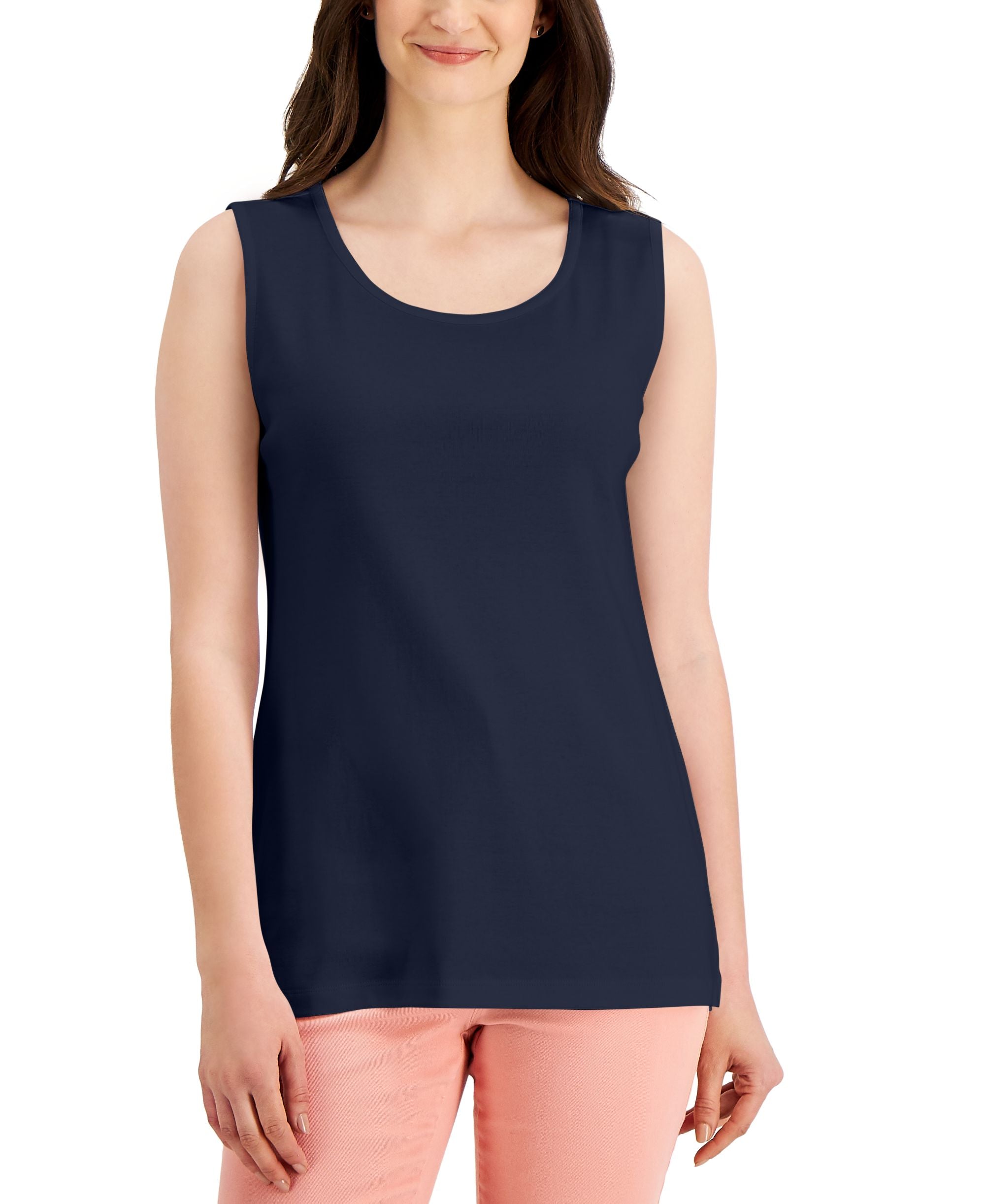 Karen Scott Womens Short-Sleeve Cotton Tunic Tank Premium Top