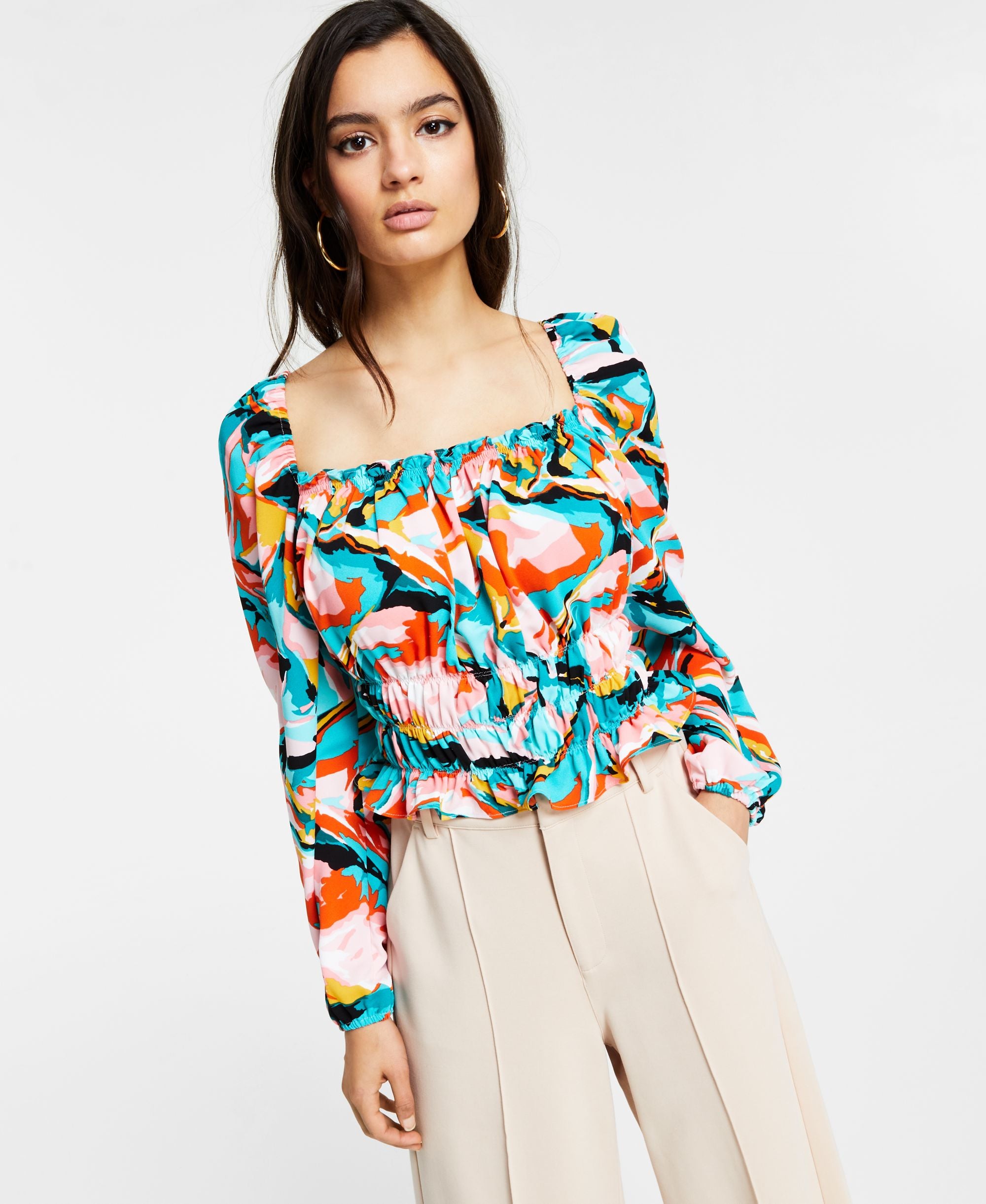 Bar III Square Neck Signature Blouse