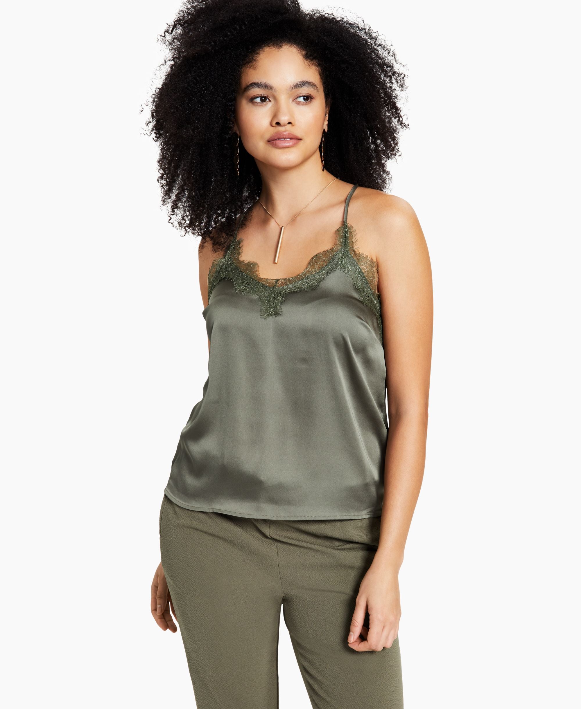 Bar III Lace Trim Camisole Premium Top