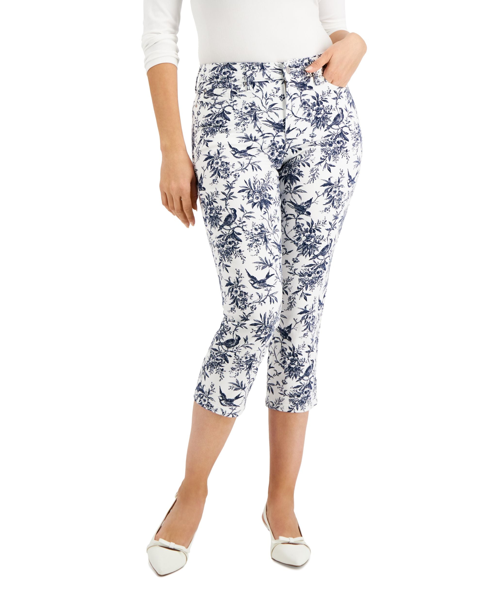 Charter Club Denim Printed Bristol Capri-Length